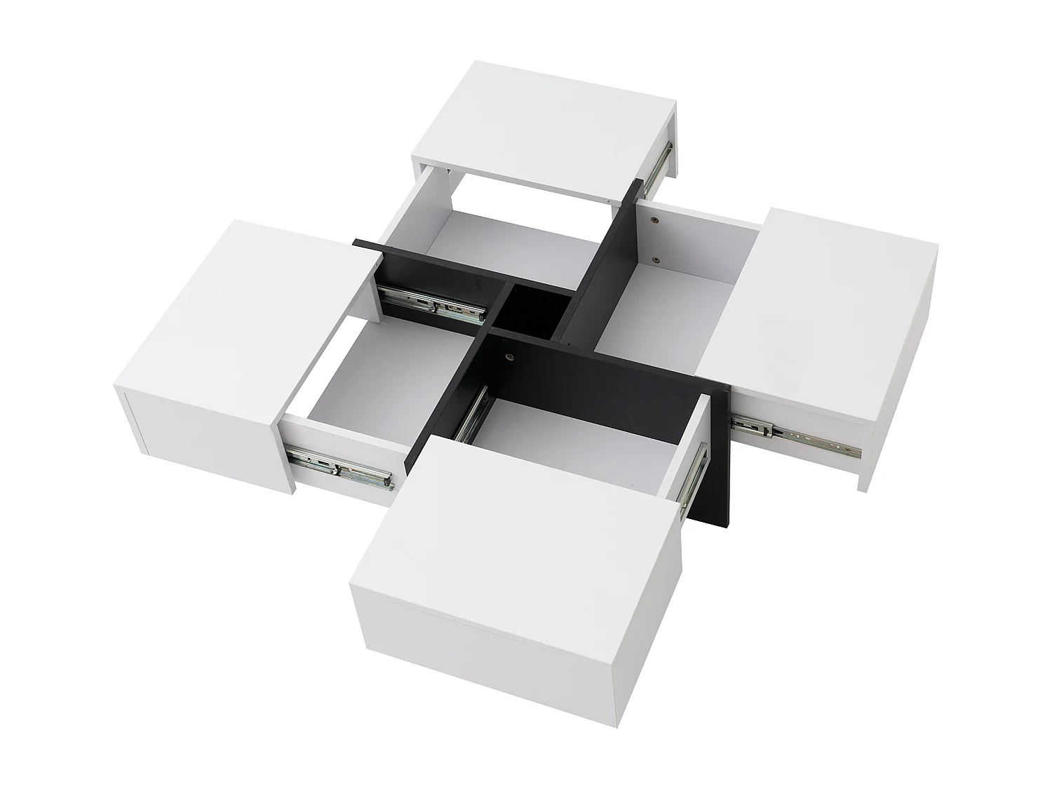 Vierkante salontafel - 4 lades - spaanplaat - Wit