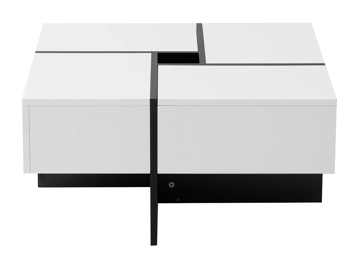 Table basse carré - 4 tiroirs - en panneaux de particules - Blanc