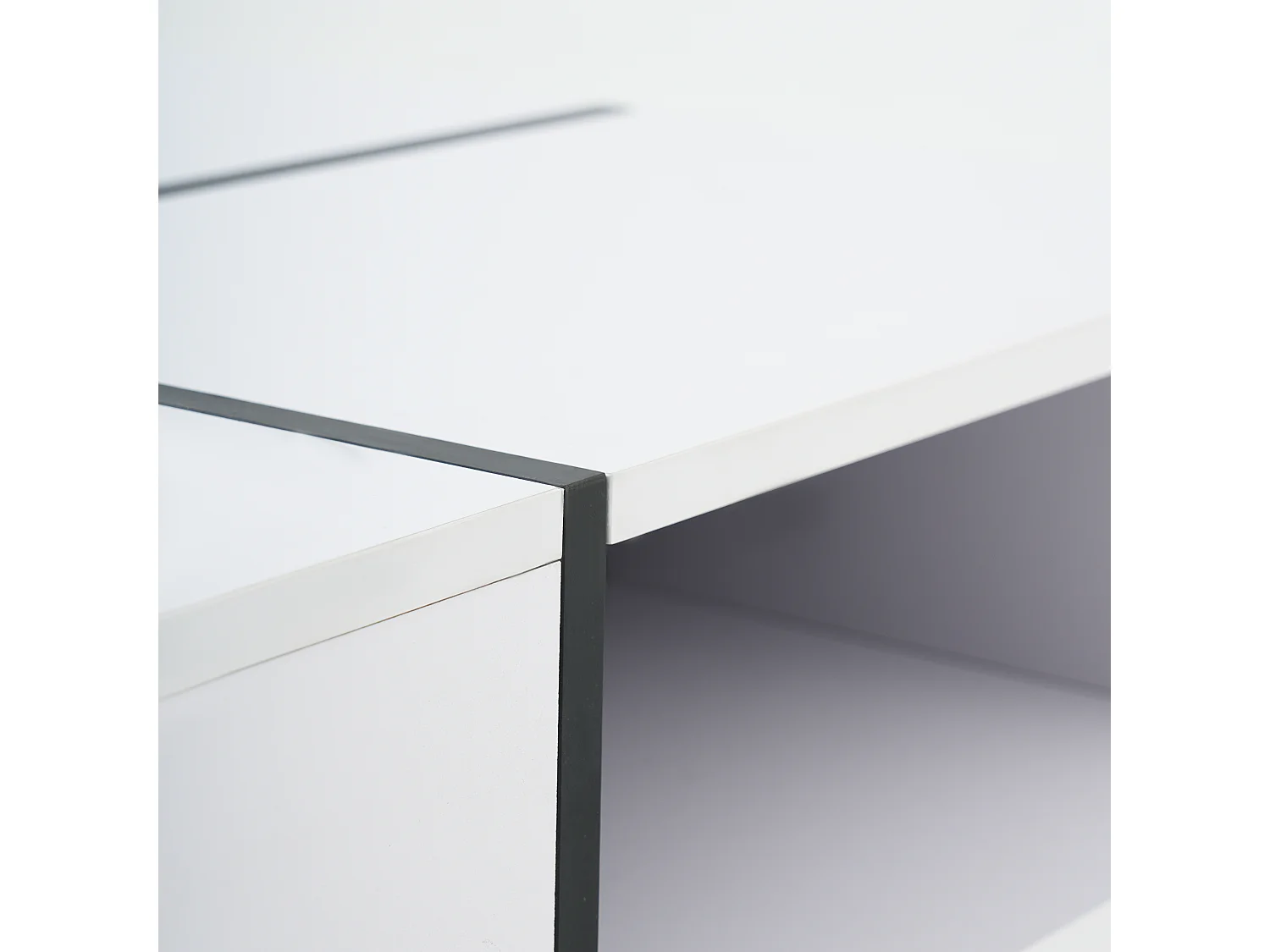 Table basse carré - 5 compartiments de rangement - Blanc