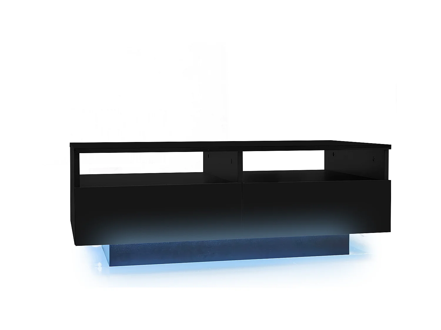 Table basse moderne - avec LED variable et 2 tiroirs - Noir