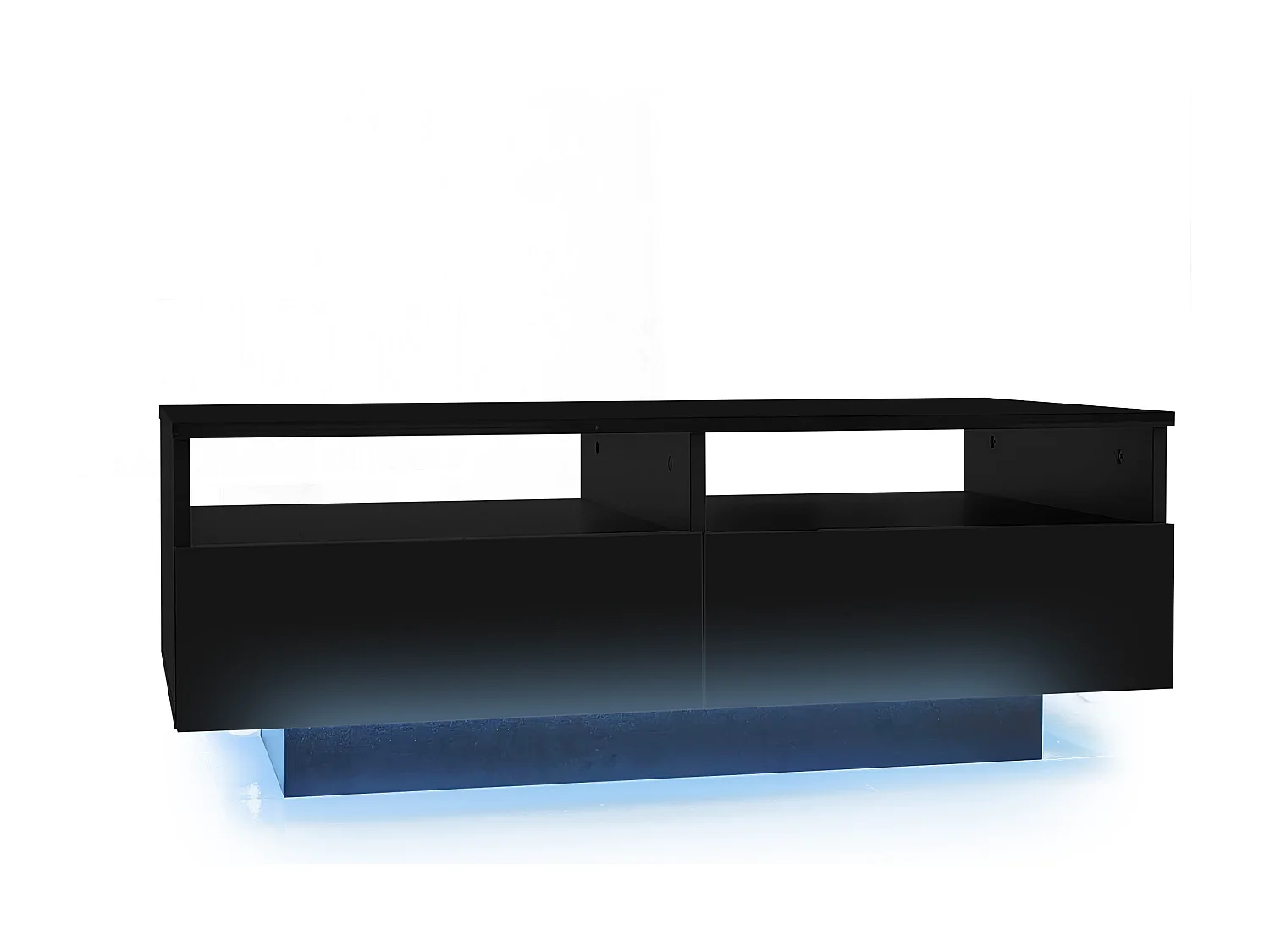 Moderner Couchtisch – mit dimmbarer LED und 2 Schubladen – Schwarz