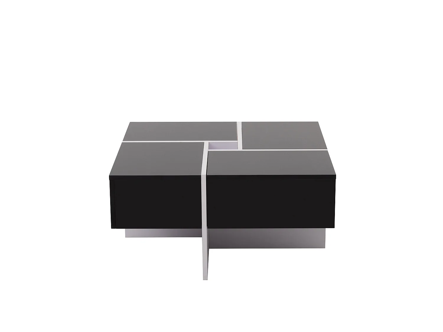 Mesa de centro cuadrada - 4 cajones - tablero de partículas - Negro