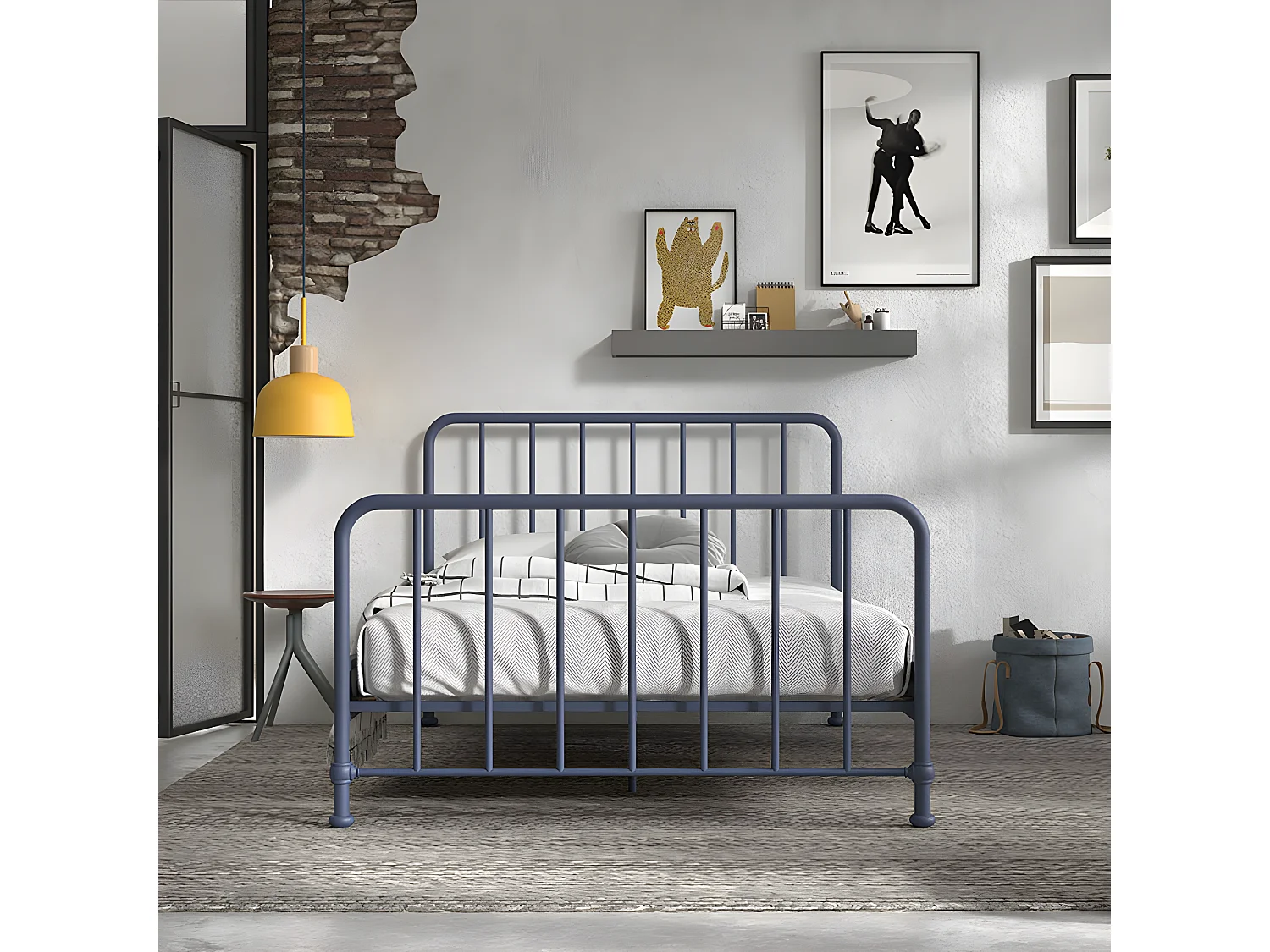 Atticora - Lit en métal 140x200cm - Bleu