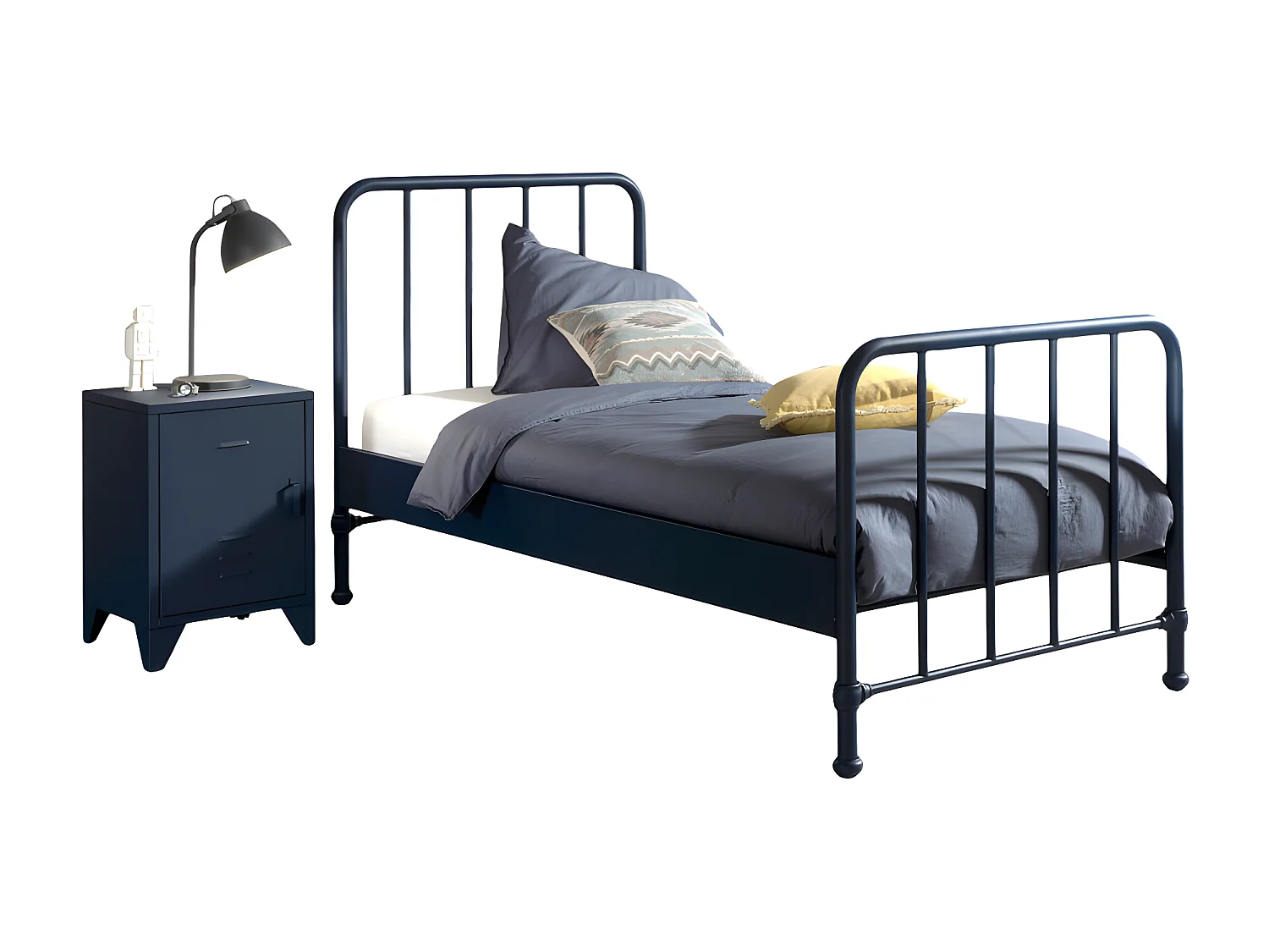 Atticora - Lit enfant en métal 90x200cm - Bleu