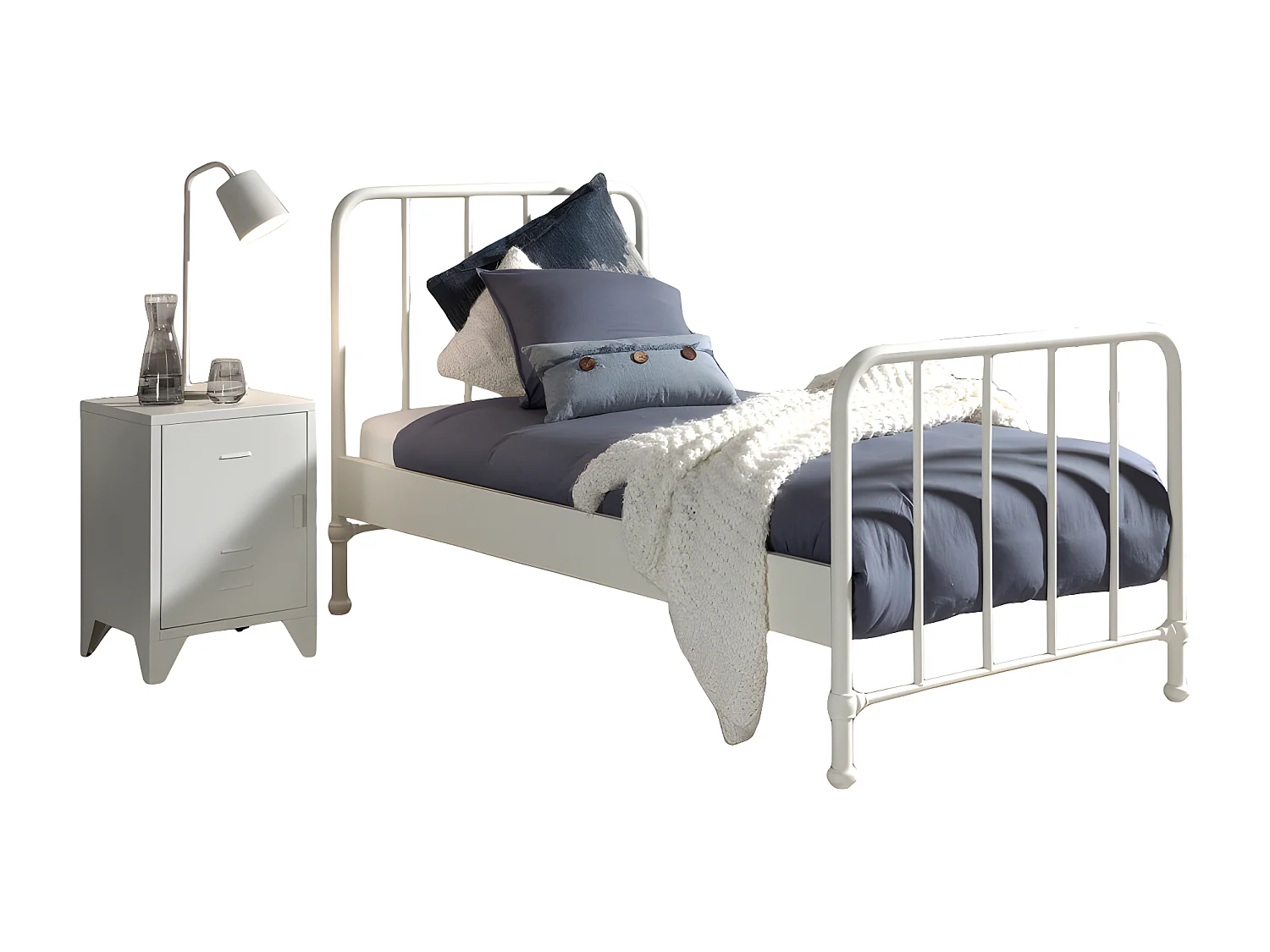 Atticora - Lit enfant en métal 90x200cm - Blanc