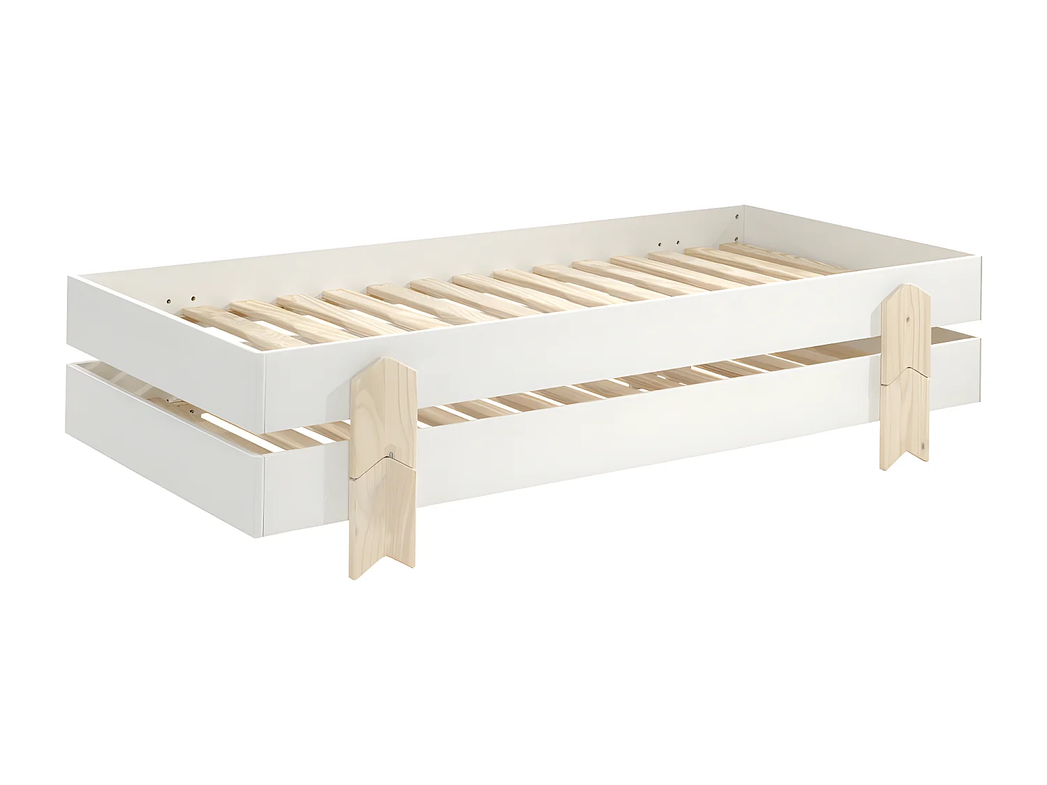 Cotinga - Lot de 2 lits enfants empilables en bois 90x200cm - Blanc