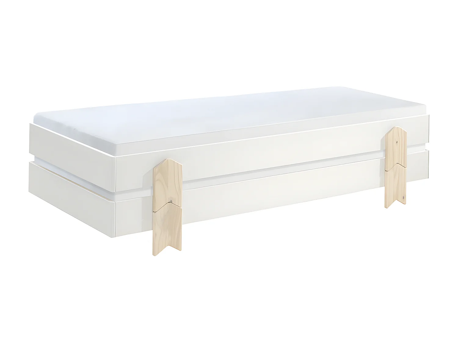 Cotinga - Lot de 2 lits enfants empilables en bois 90x200cm - Blanc