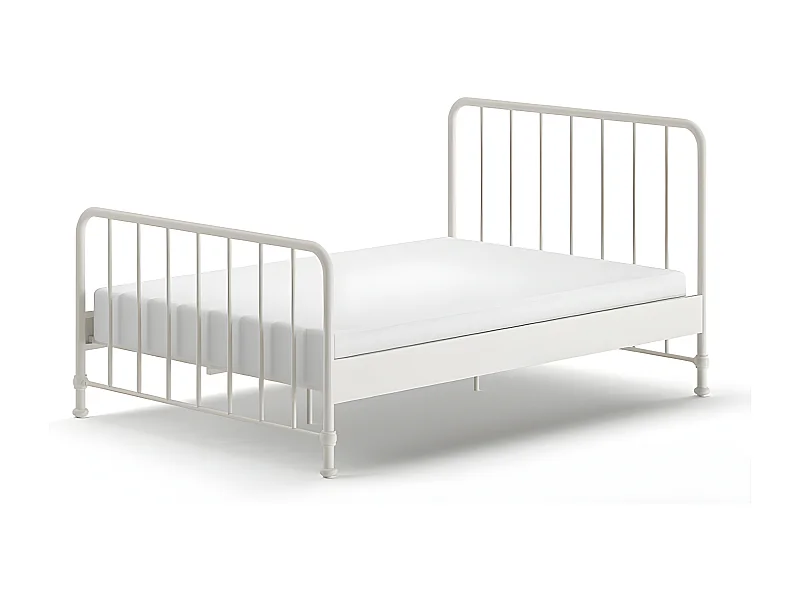 Atticora - Lit en métal 140x200cm - Blanc