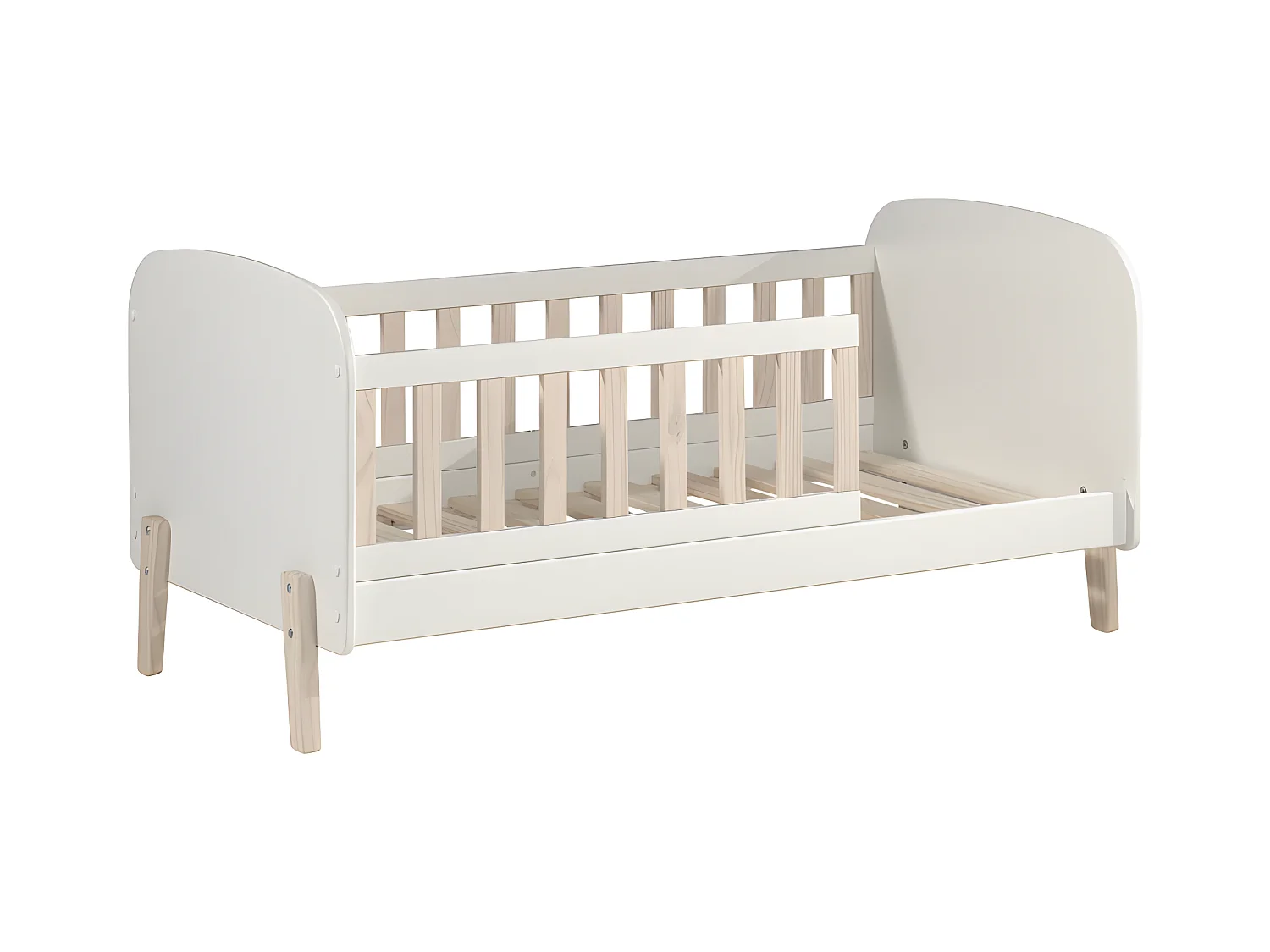 Aulia - Lit enfant avec barrières en bois 70x140cm - Blanc