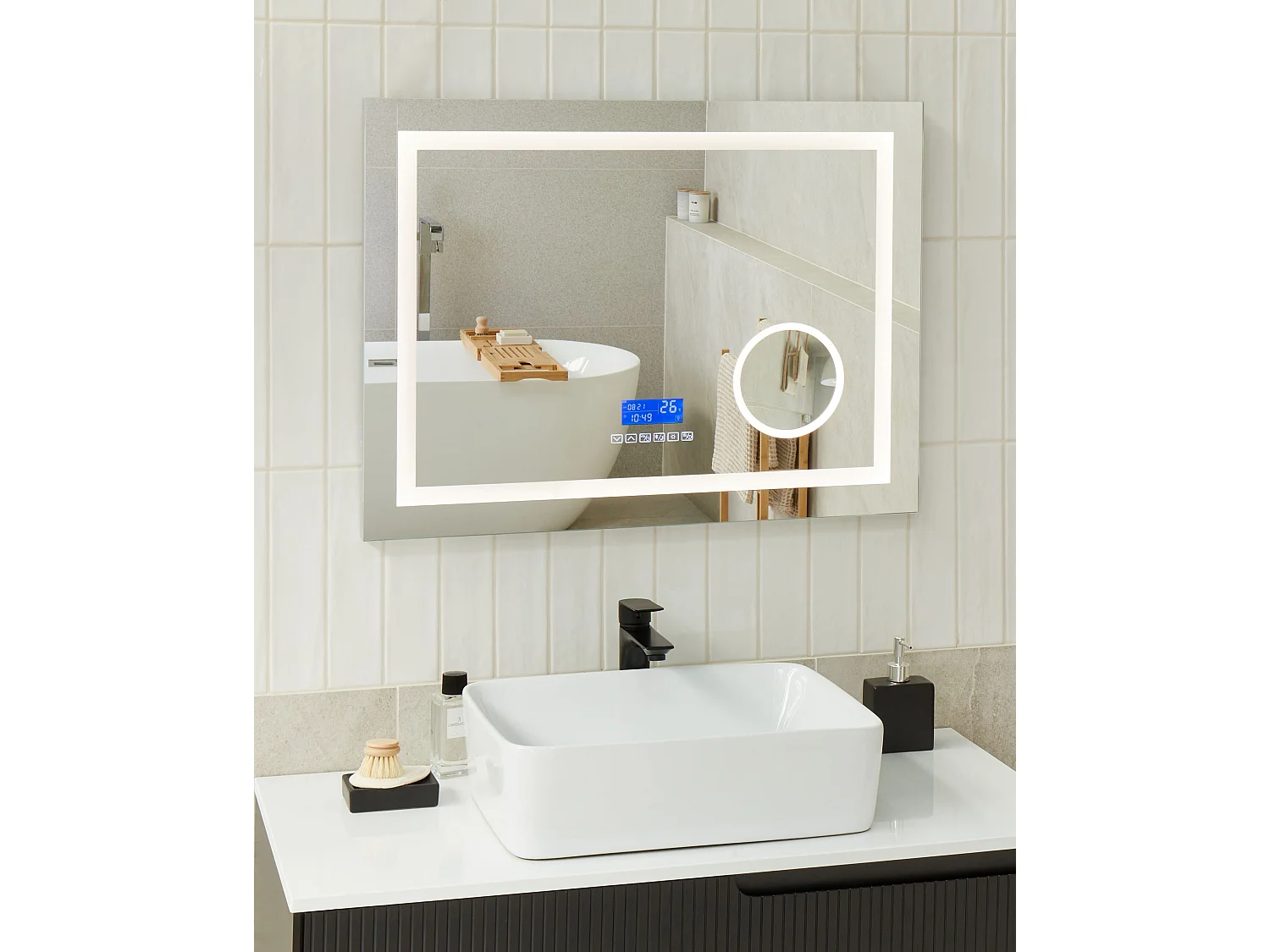 LED badkamerspiegel THAIX 80 cm 60 cm Zilver