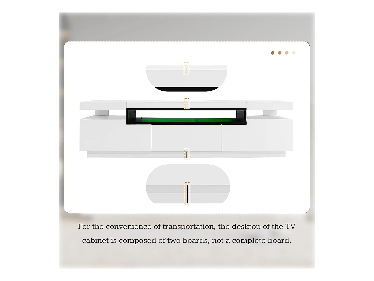 Meuble TV 160cm avec LED - 3 tiroirs - adapté pour TV 70" - Blanc