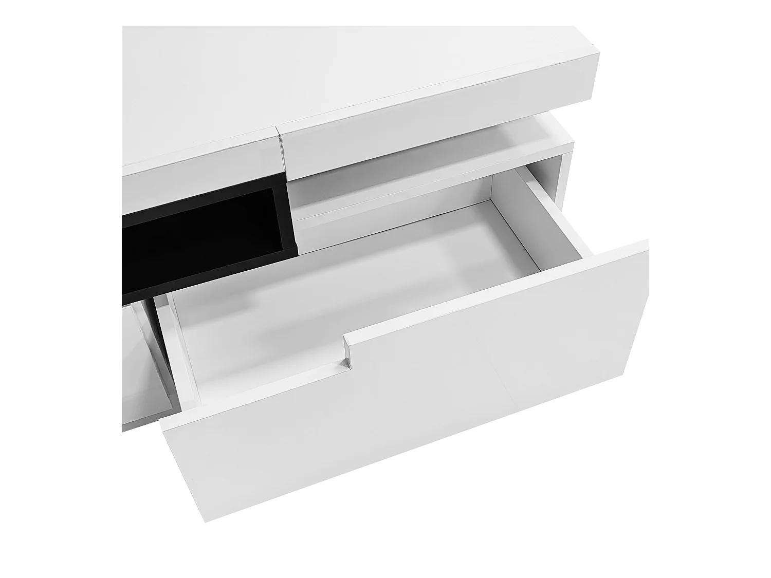 Meuble TV 160cm avec LED - 3 tiroirs - adapté pour TV 70" - Blanc