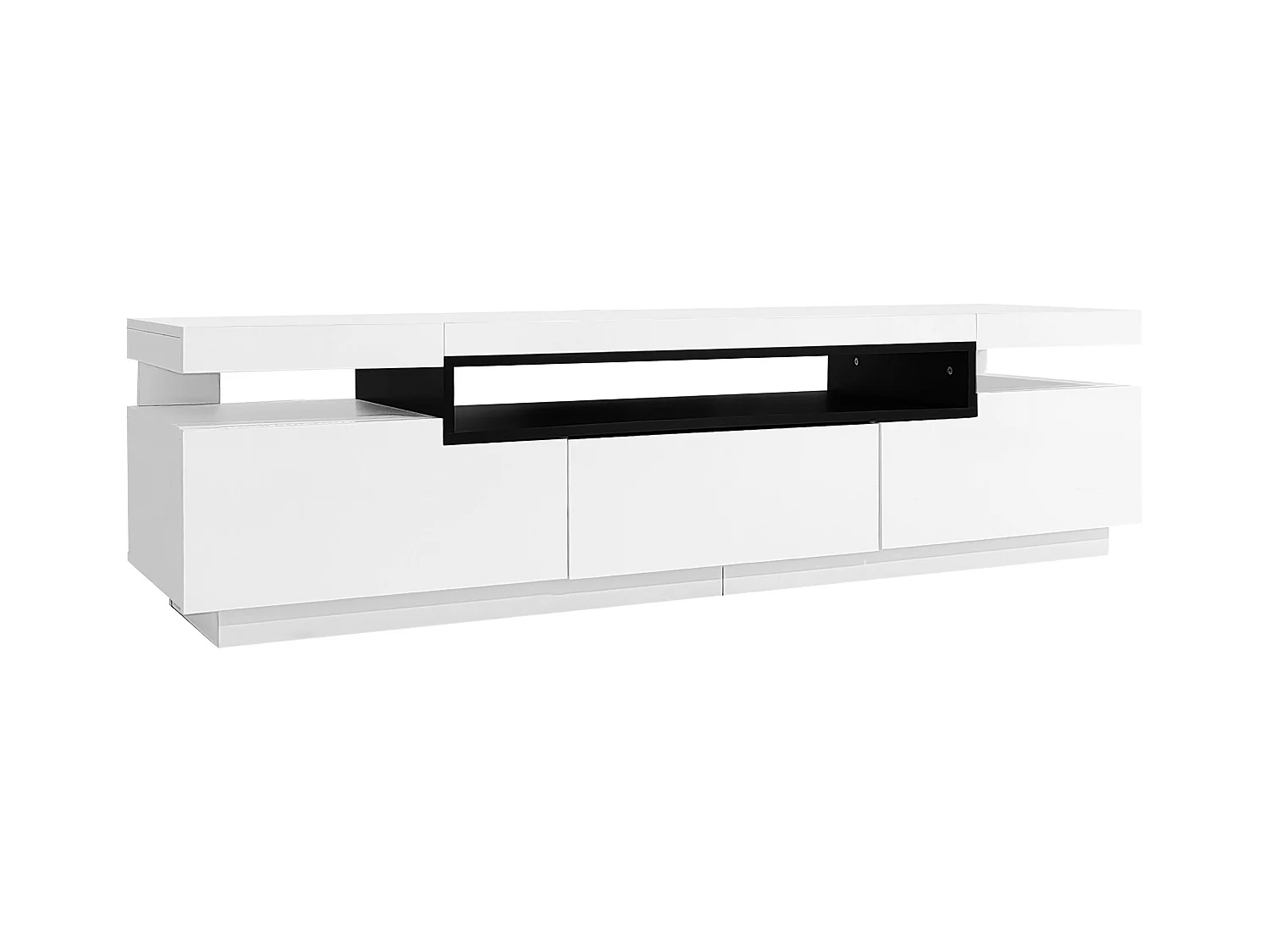 Meuble TV 160cm avec LED - 3 tiroirs - adapté pour TV 70" - Blanc