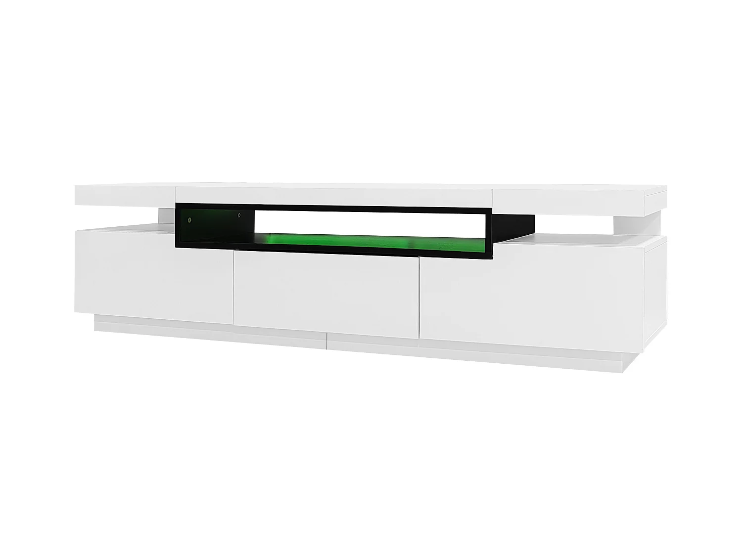 Meuble TV 160cm avec LED - 3 tiroirs - adapté pour TV 70" - Blanc