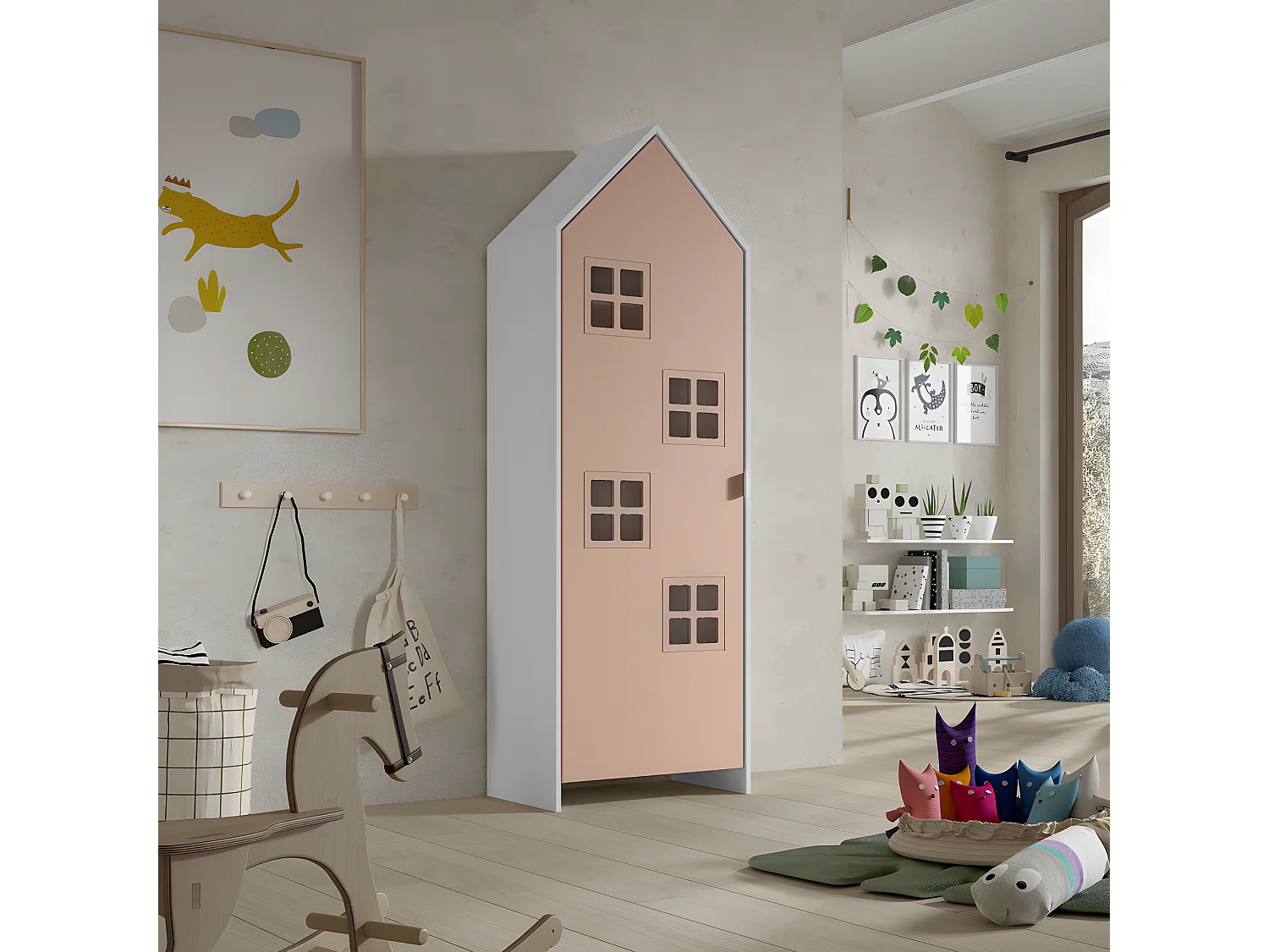 Agami - Armoire enfant en bois - Rose