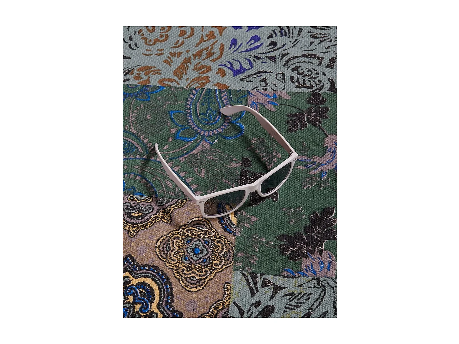 Tapis kilim 70x110 rectangle fait à la main en coton bleu BLUE FLOREA