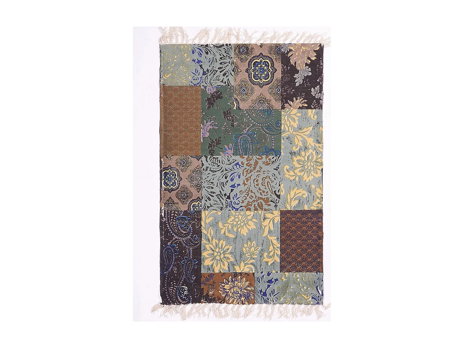 Tapis kilim 70x110 rectangle fait à la main en coton bleu BLUE FLOREA