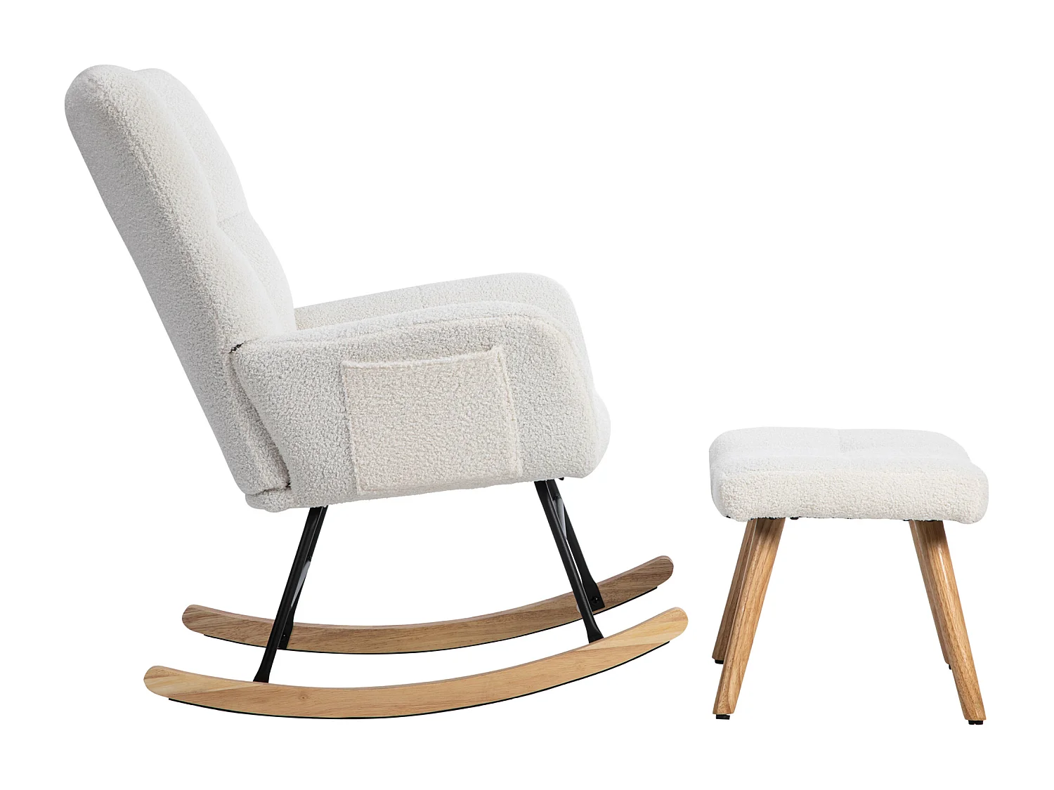 Schommelstoel、Schommelstoel in French Terry stof - met voetsteun - Wit