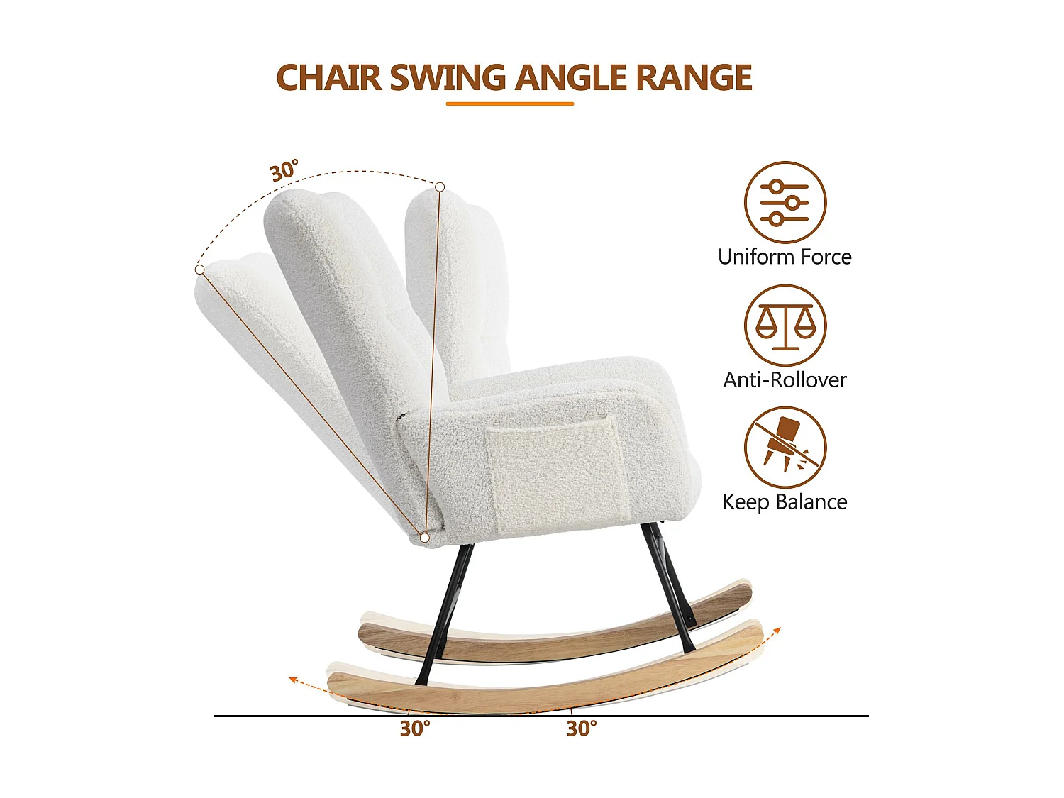 Schommelstoel、Schommelstoel in French Terry stof - met voetsteun - Wit