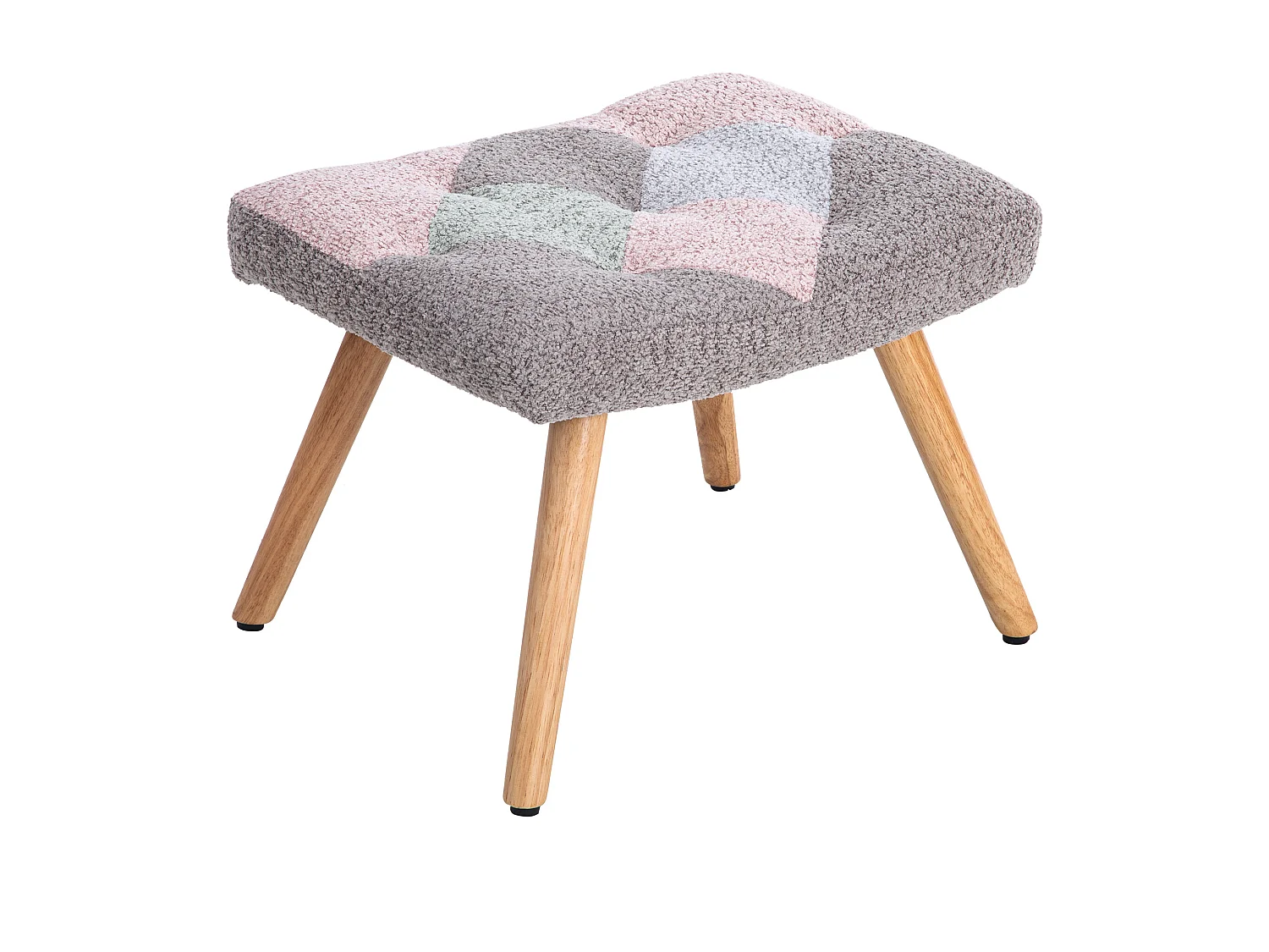 Fauteuil à bascule、Rocking chair en tissu bouclette - avec coussin lombaire et repose-pieds - Multicolore