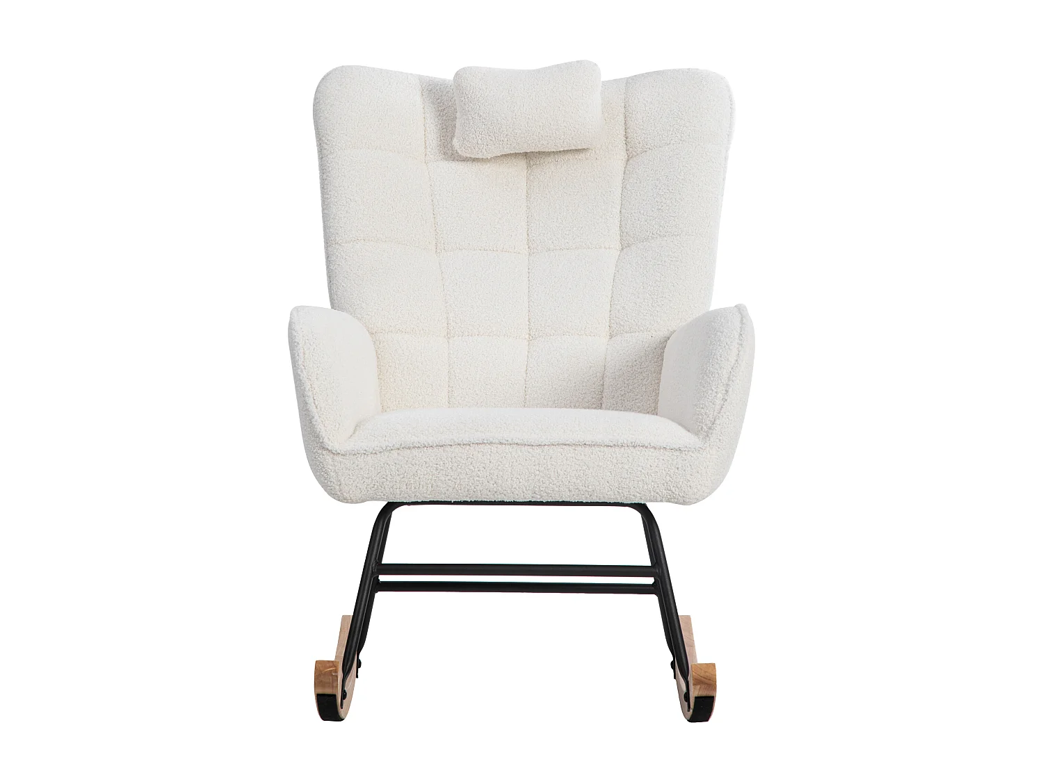 Mecedora、Mecedora de tejido de rizo francés - con almohada y reposapiés - Blanco