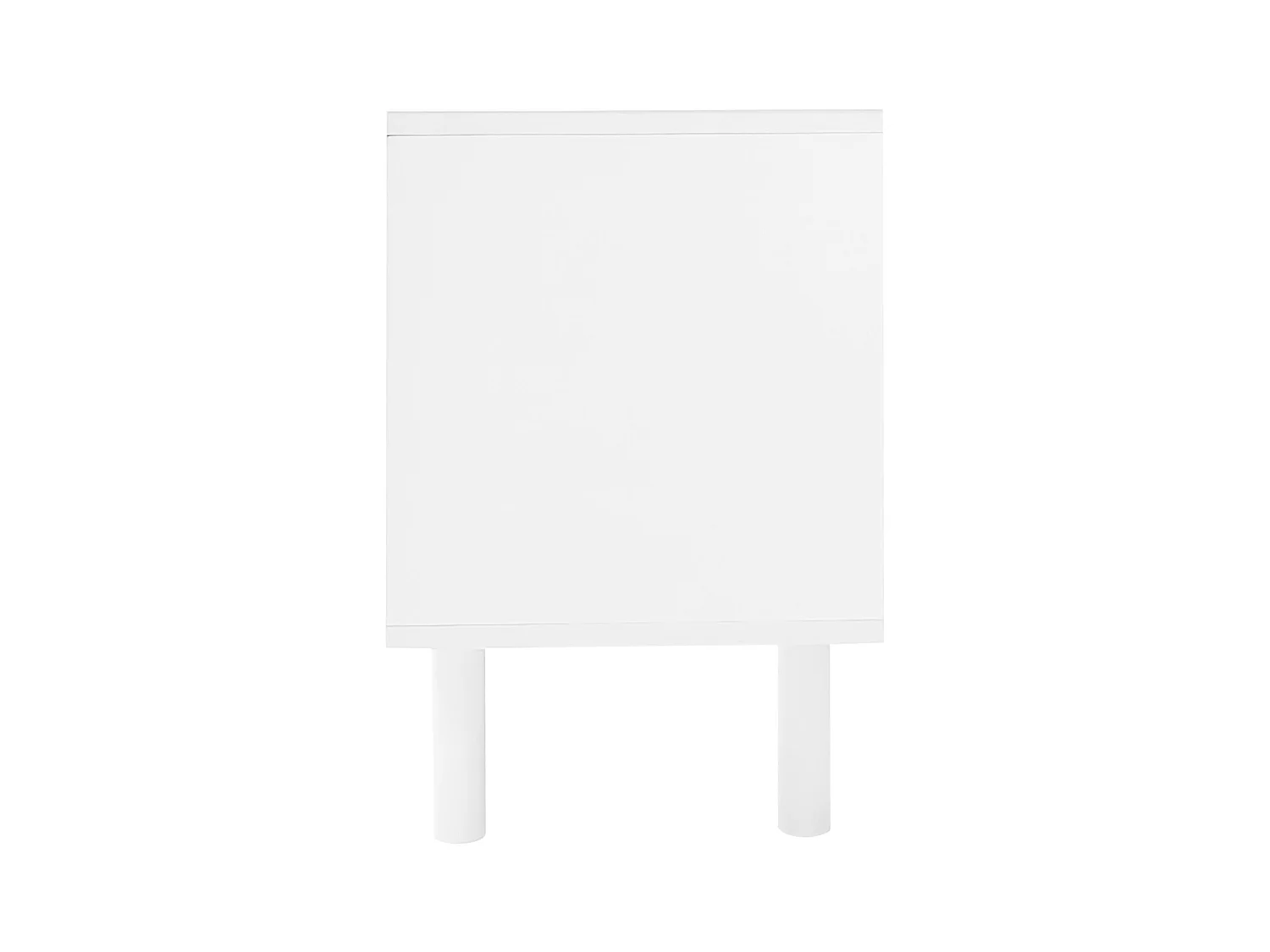 Meuble TV 180cm, avec 2 portes en verre cintré, 2 tiroirs, étagères, scandinave, charnières en metal, meuble salon tele en bois - Blanc
