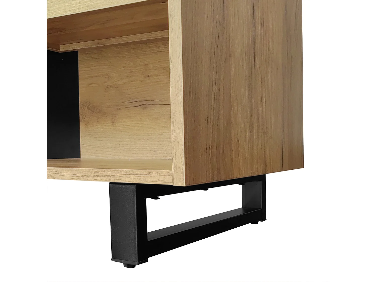 Meuble TV 200cm, avec 3 tiroirs, étagères, Pieds en métal, style vintage industriel, Meuble de salon en bois - Noir