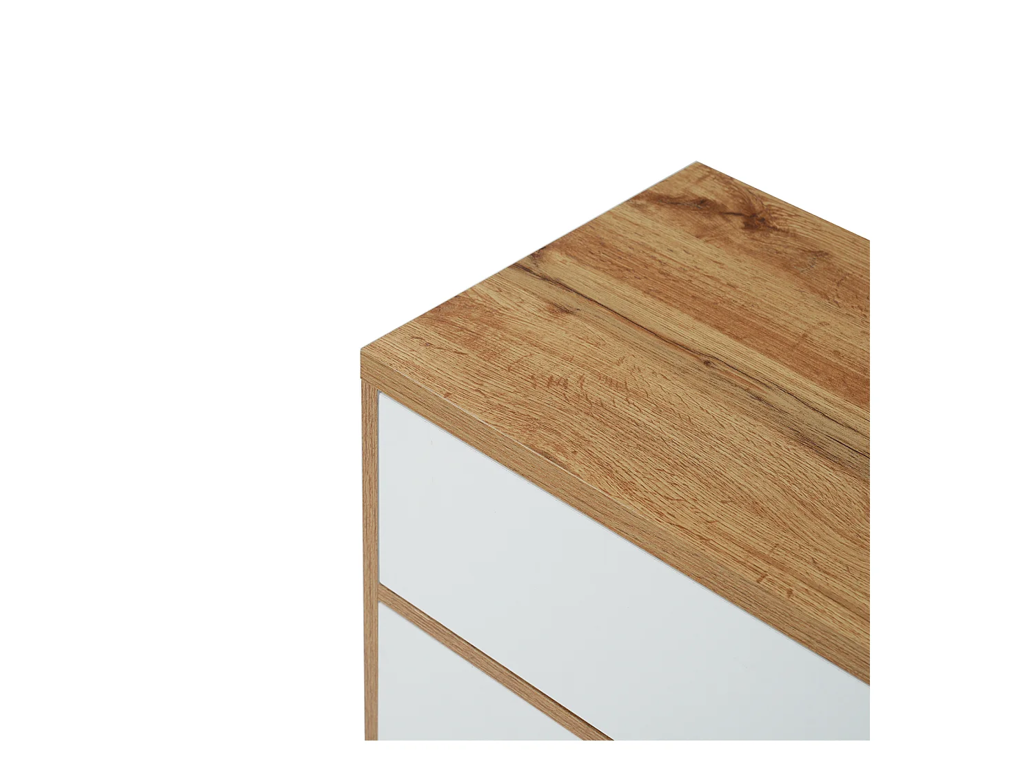 Meuble TV tyle campagnard naturel avec tiroirs, compartiments et portes en blanc et couleurs bois - 175 L x 37 B x 51H(cm)