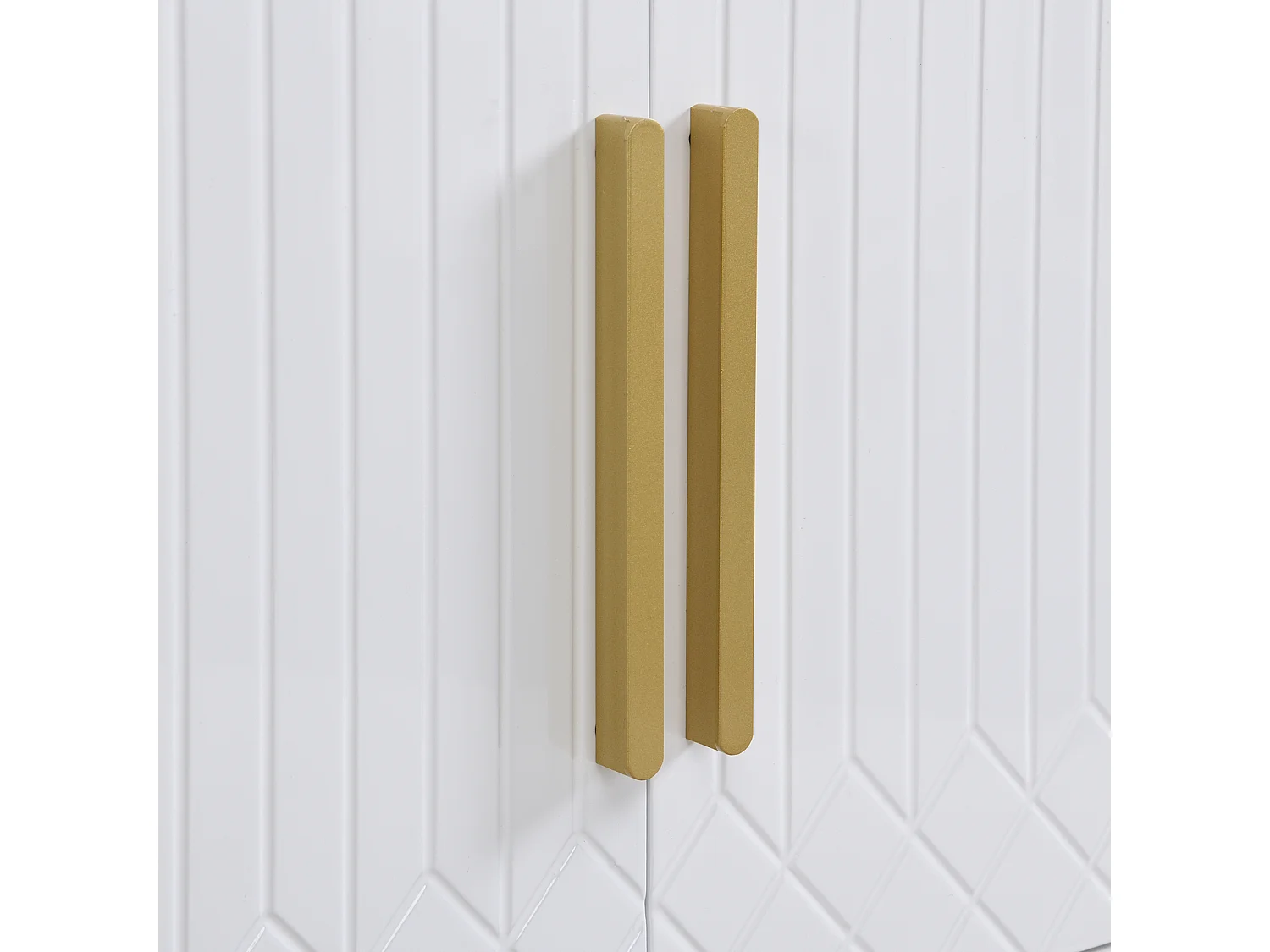 Mobile porta TV 170x40x53cm, in MDF, con 4 ante con texture incisa, 2 cassetti, lusso, elegante, bianco