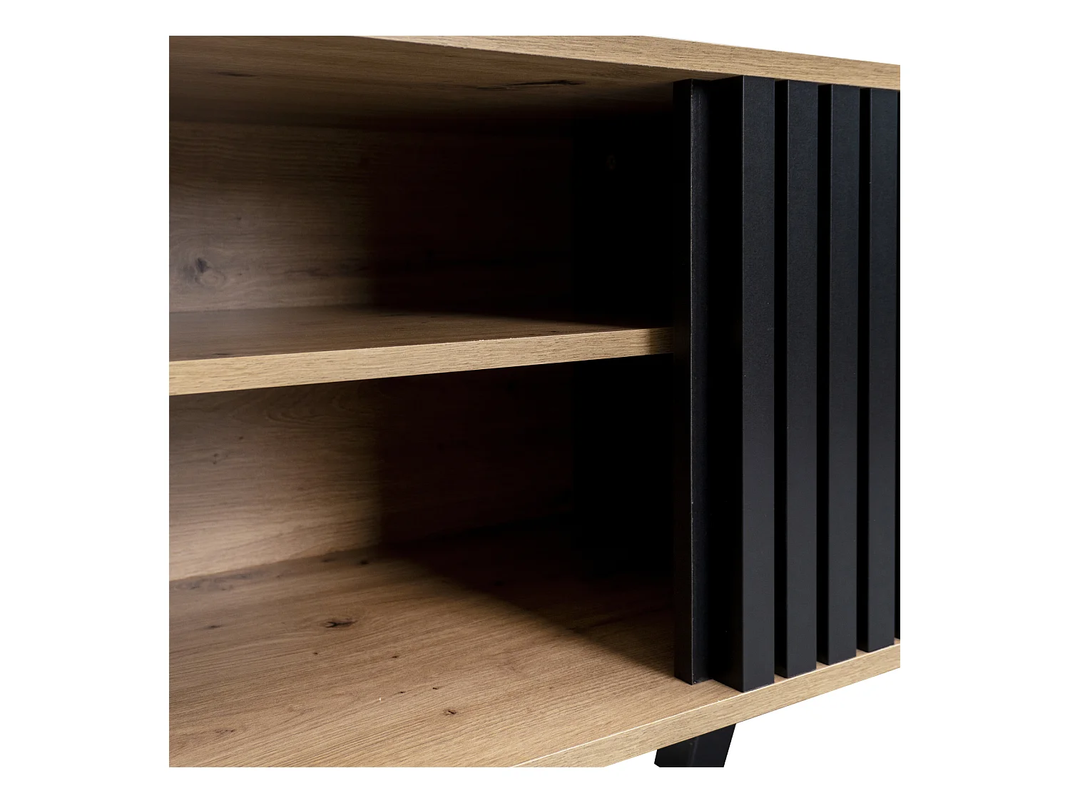 Meuble TV 170x40x50cm, Meuble bas avec tiroirs, 2 portes, multiples fonctions de rangement, design bois et noir
