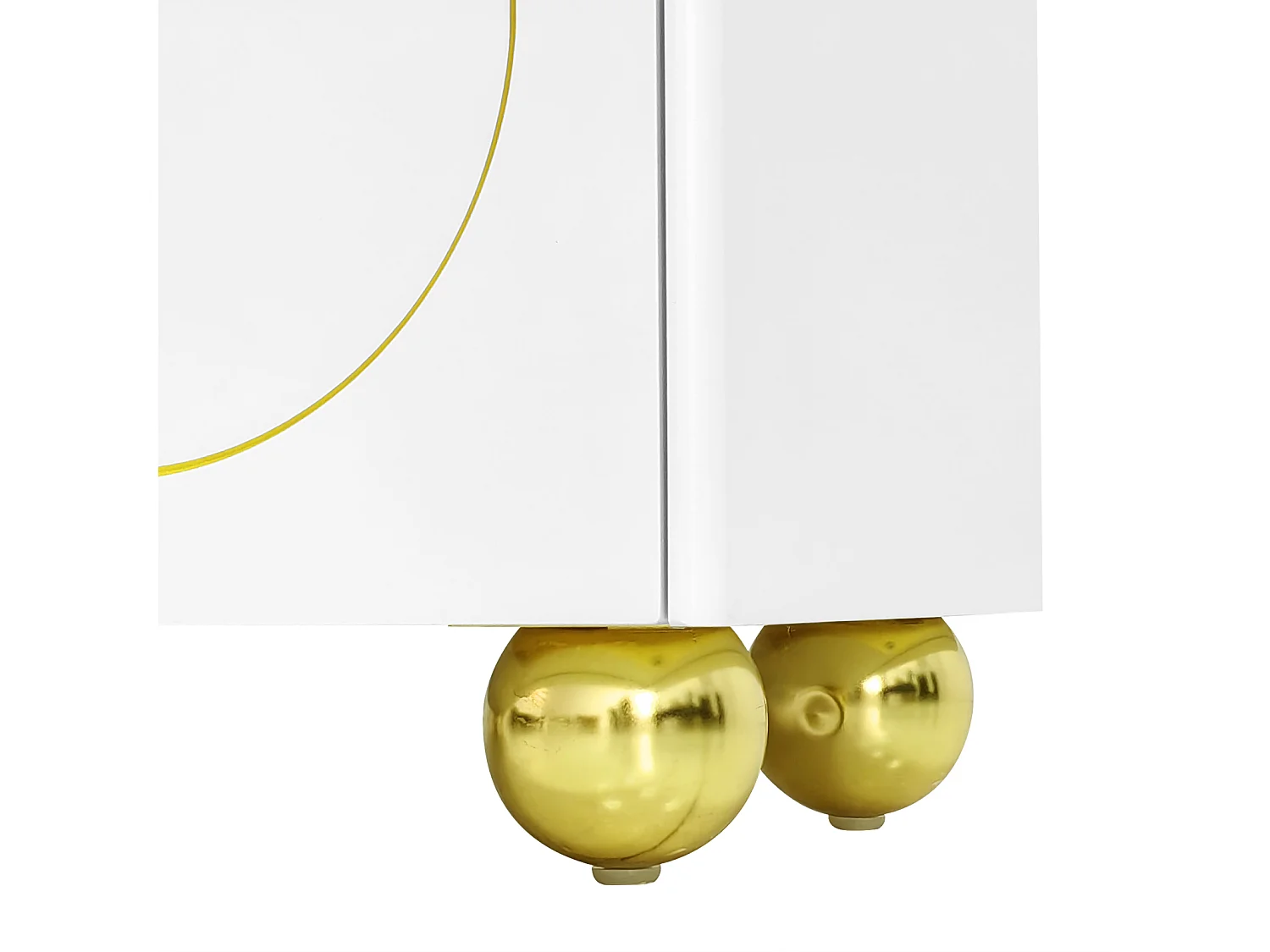 Mobile TV 170cm, con 4 ante, decorazione ad arco, ripiano portaoggetti, gambe rotonde in metallo dorato, mobile soggiorno in legno - Bianco