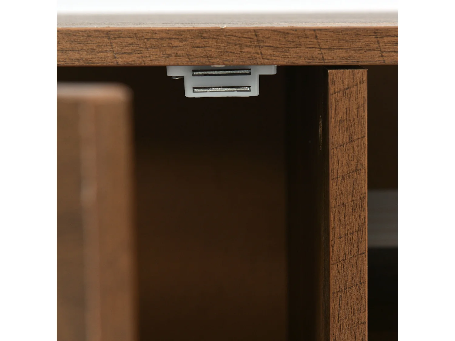 Meuble TV vintage avec 2 portes, 2 tiroirs design campagnard, pieds dorés Lowboard avec impression - naturel 180x38x50.5cm