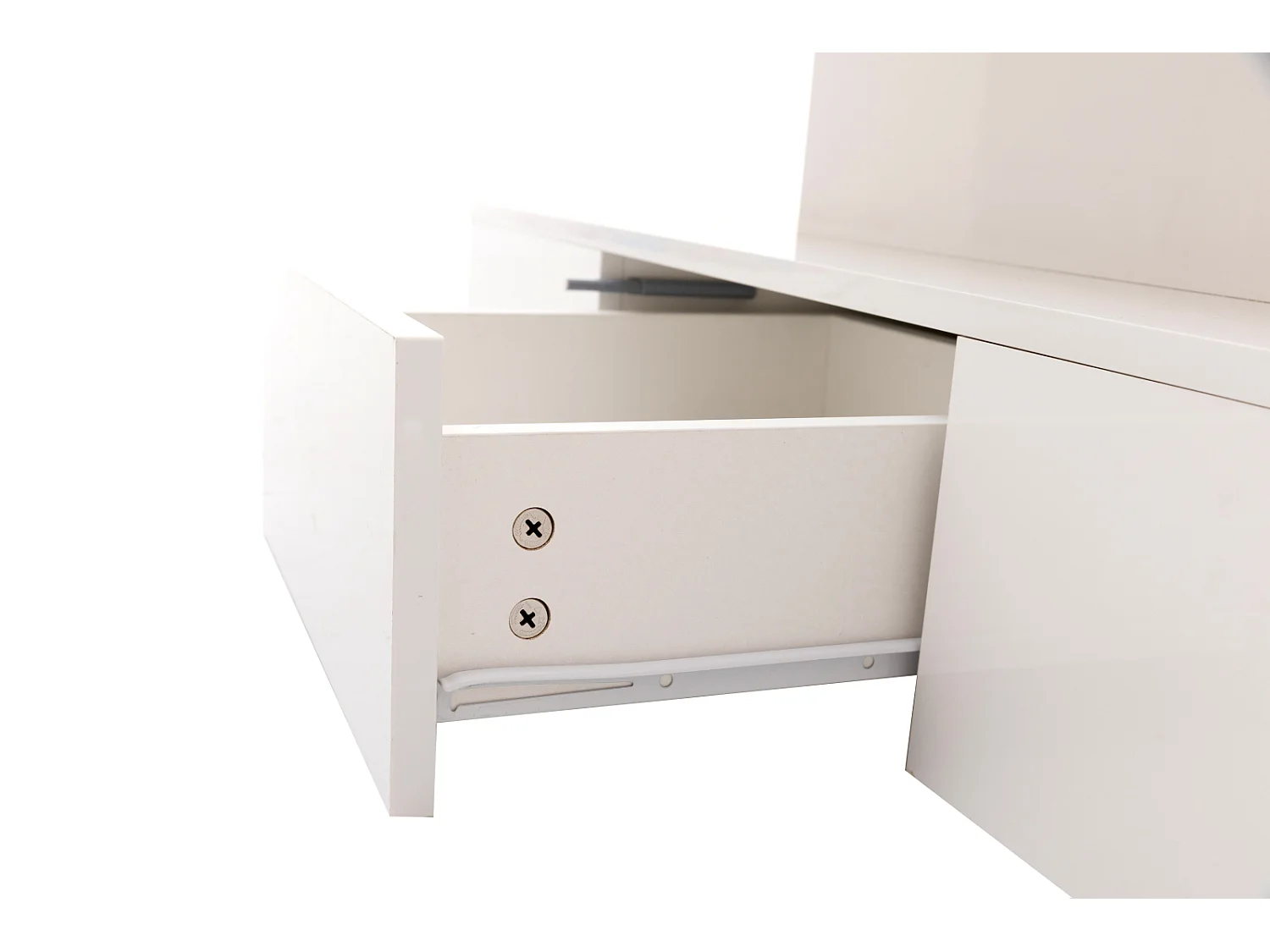 Salontafel met lades, hoogglanslak, tafel met twee opbergniveaus, LED-verlichting, 100 L x 50 B x 39 Hcm Wit