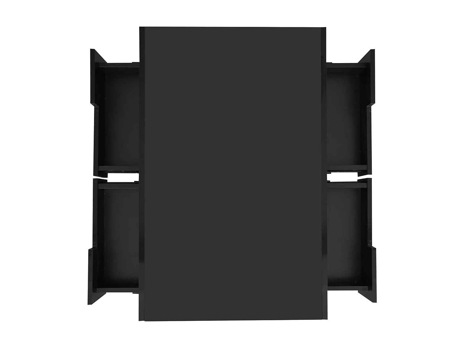 Table basse, finition brillante, avec LED, 4 tiroirs à l'avant et à l'arrière, grand espace de rangement 80x50x36cm, noir