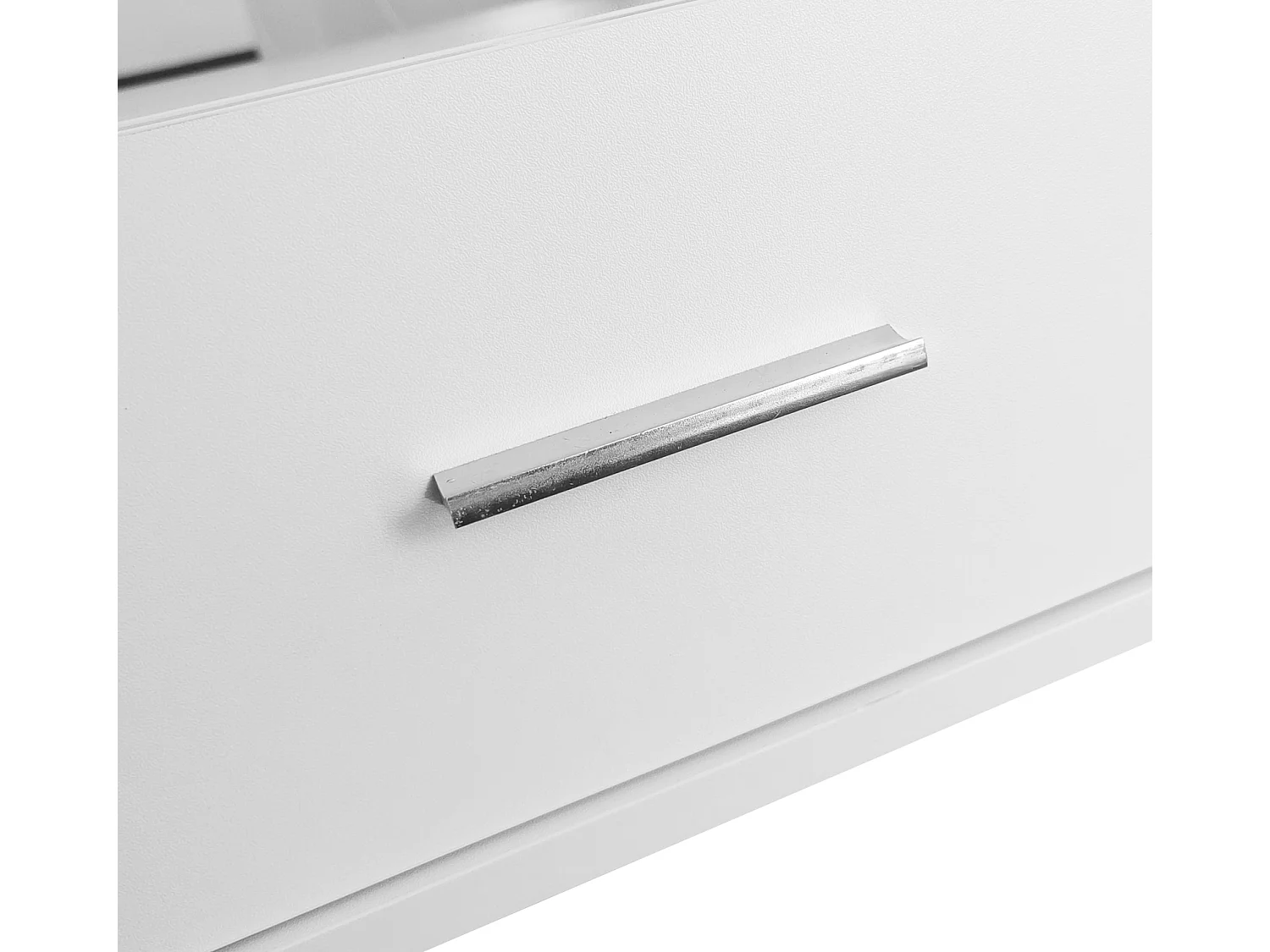 Table basse rectangulaire, 110x38.8x55cm, avec LED, 3 tiroirs, plateau en marbre, blanc brillant