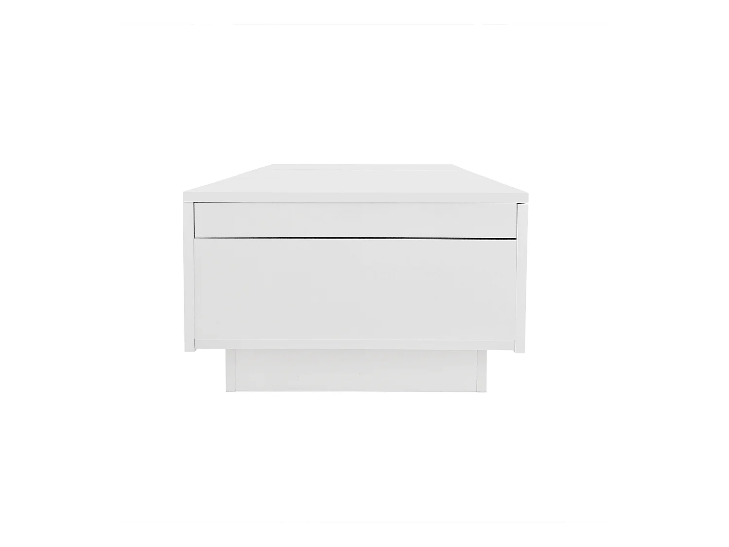 Table basse 100x50x31cm, table de salon haute brillance avec structure de rangement push-pull, tiroirs double face, blanc