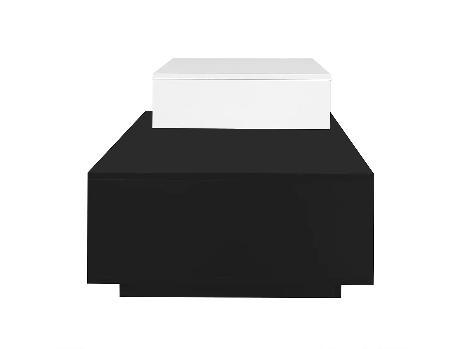 Lot de 2 table basse gigogne, avec fonction de levage, compartiments de rangement, 59, 5x43x50+90x60x28cm noir et blanc