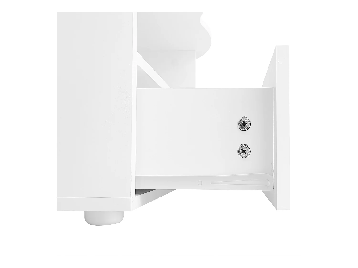 Table basse 100x39.2x60cm, n forme de nuage avec tiroirs et compartiments de rangement, panneaux de particules, blanc