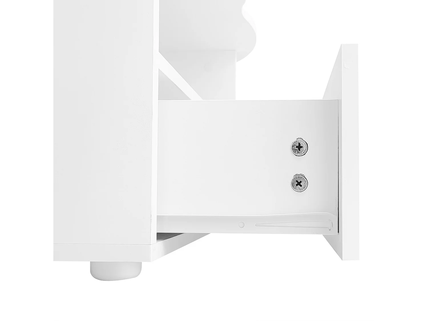 Table basse 100x39.2x60cm, n forme de nuage avec tiroirs et compartiments de rangement, panneaux de particules, blanc