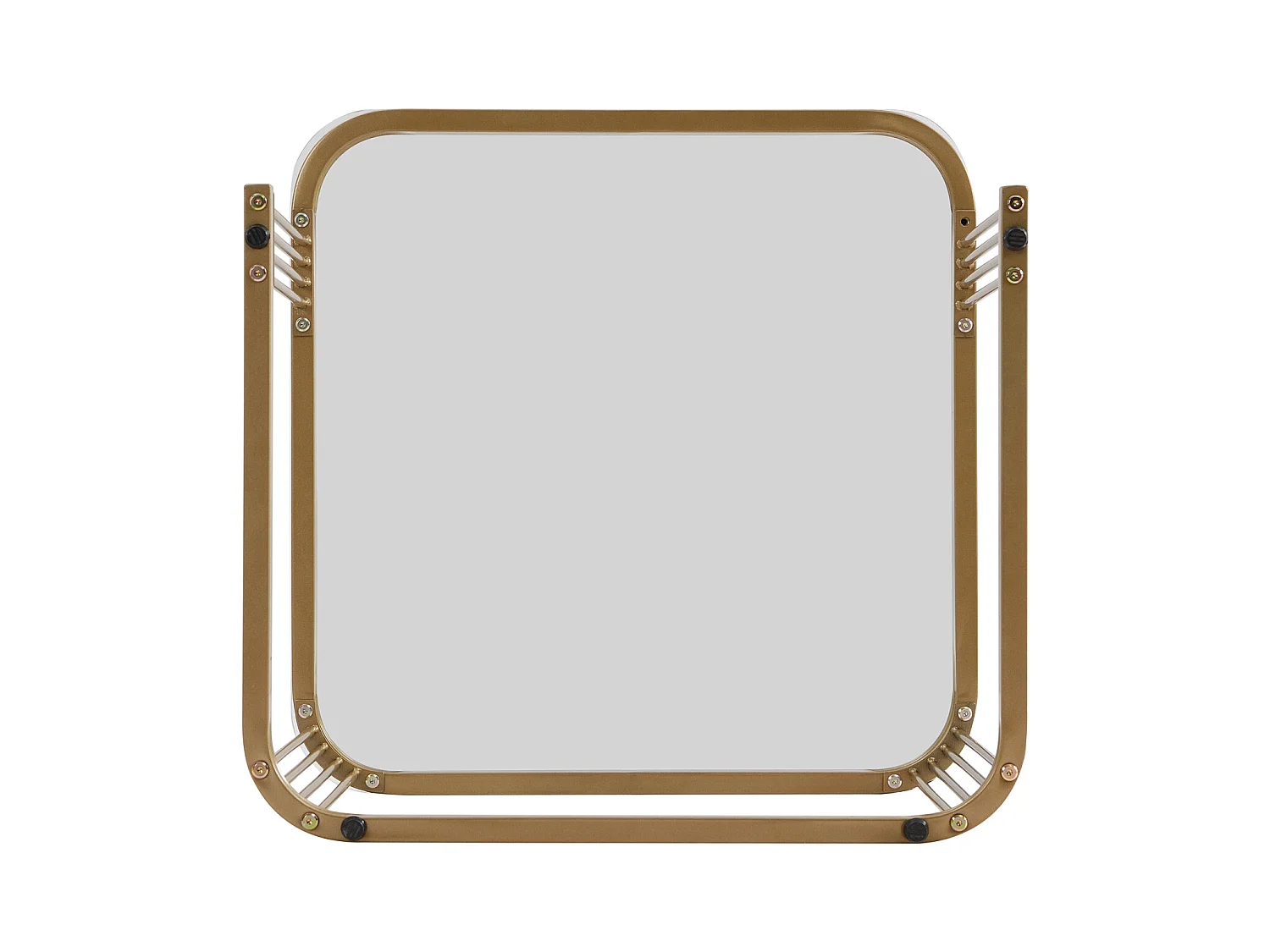 Lot de 2 table basse gigogne, aspect marbre brillant et plateau en verre, accents dorés, avec 2 tiroirs, 60x60x45cm+50x50x34cm, blanc