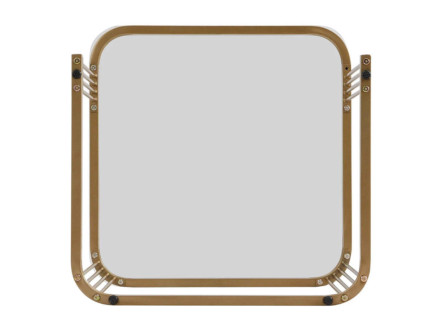 Lot de 2 table basse gigogne, aspect marbre brillant et plateau en verre, accents dorés, avec 2 tiroirs, 60x60x45cm+50x50x34cm, blanc