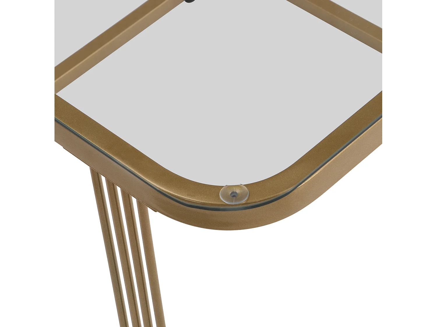 Lot de 2 table basse gigogne, aspect marbre brillant et plateau en verre, accents dorés, avec 2 tiroirs, 60x60x45cm+50x50x34cm, blanc