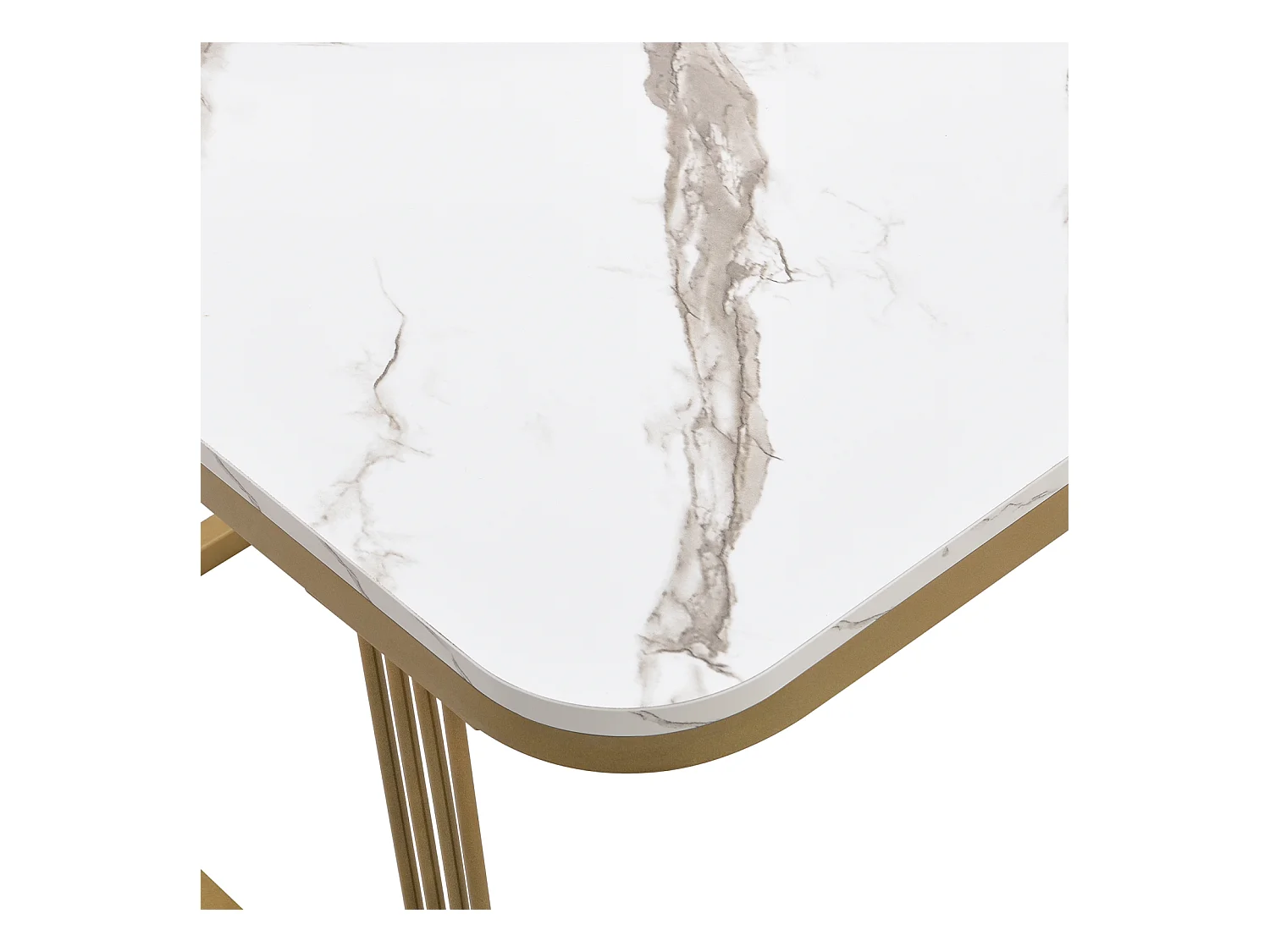 Lot de 2 Table basse gigogne, carrée, 60cm, avec plateau de effet marbre, brillante, tiroirs, pieds en métal, pour Salon, Manger - Blanc
