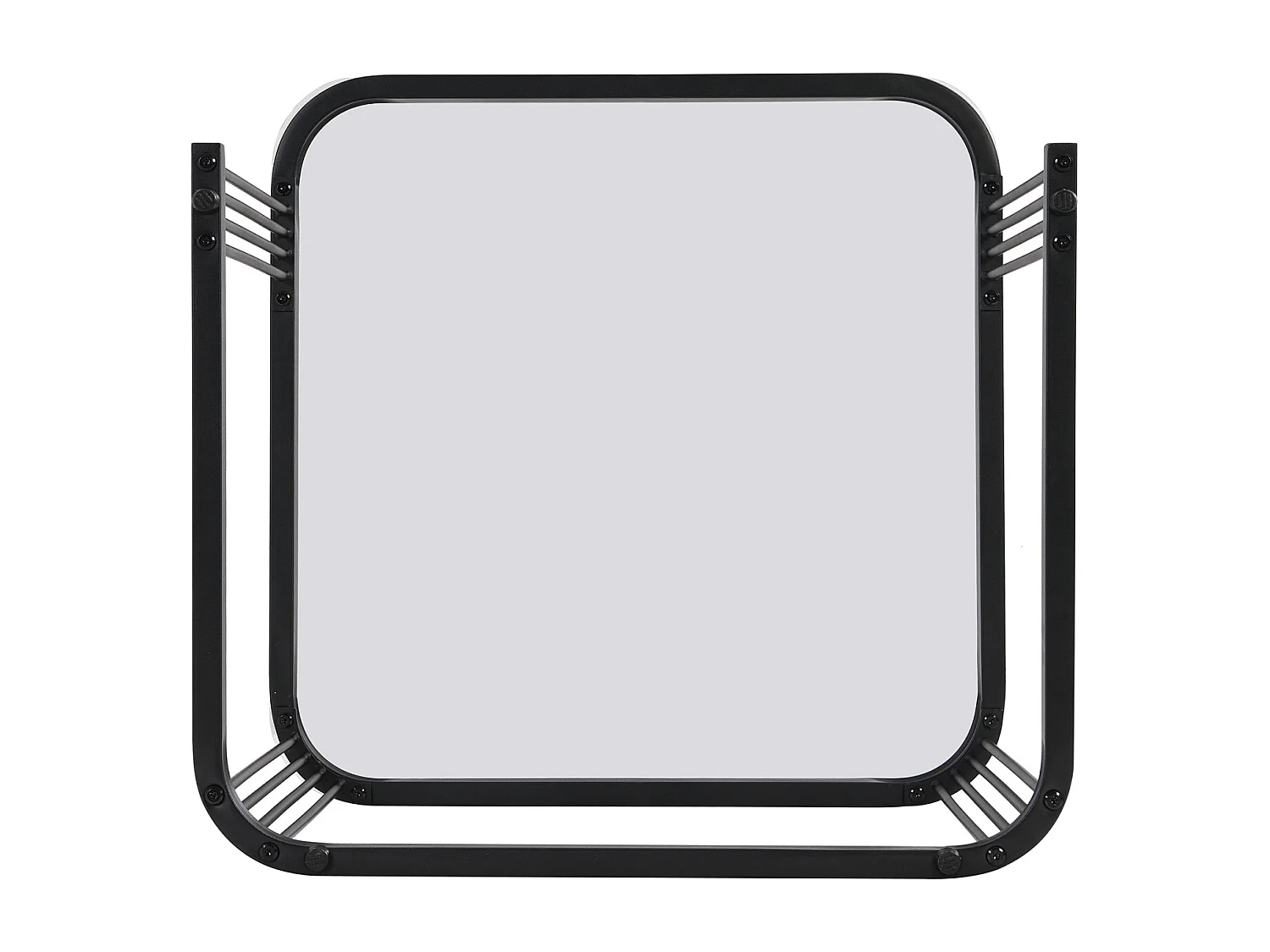 Set van 2 in elkaar passende salontafels, marmerlook en glazen blad, gouden accenten, met 1 lade, 60x60x45cm+50x50x34cm, zwart