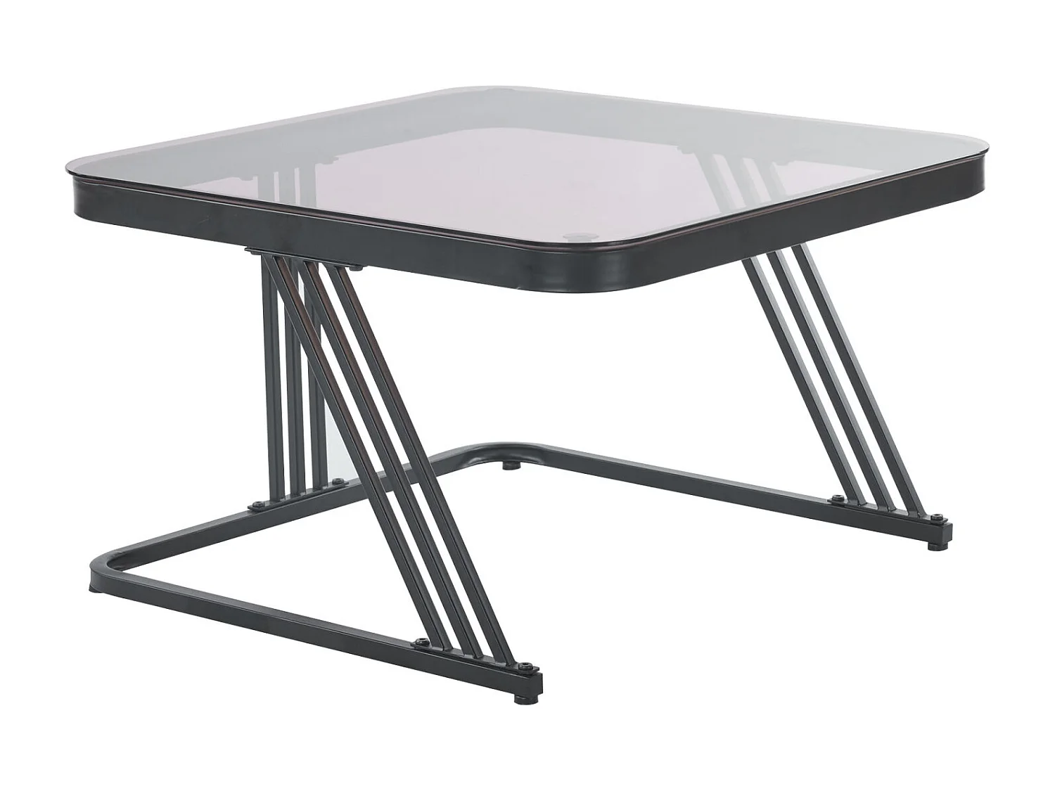 Lot de 2 table basse gigogne - cadre en noir plateau en verre et ardoise marbrée blanc avec 1 tiroir - 70x70x45.5+50x50x37.5cm