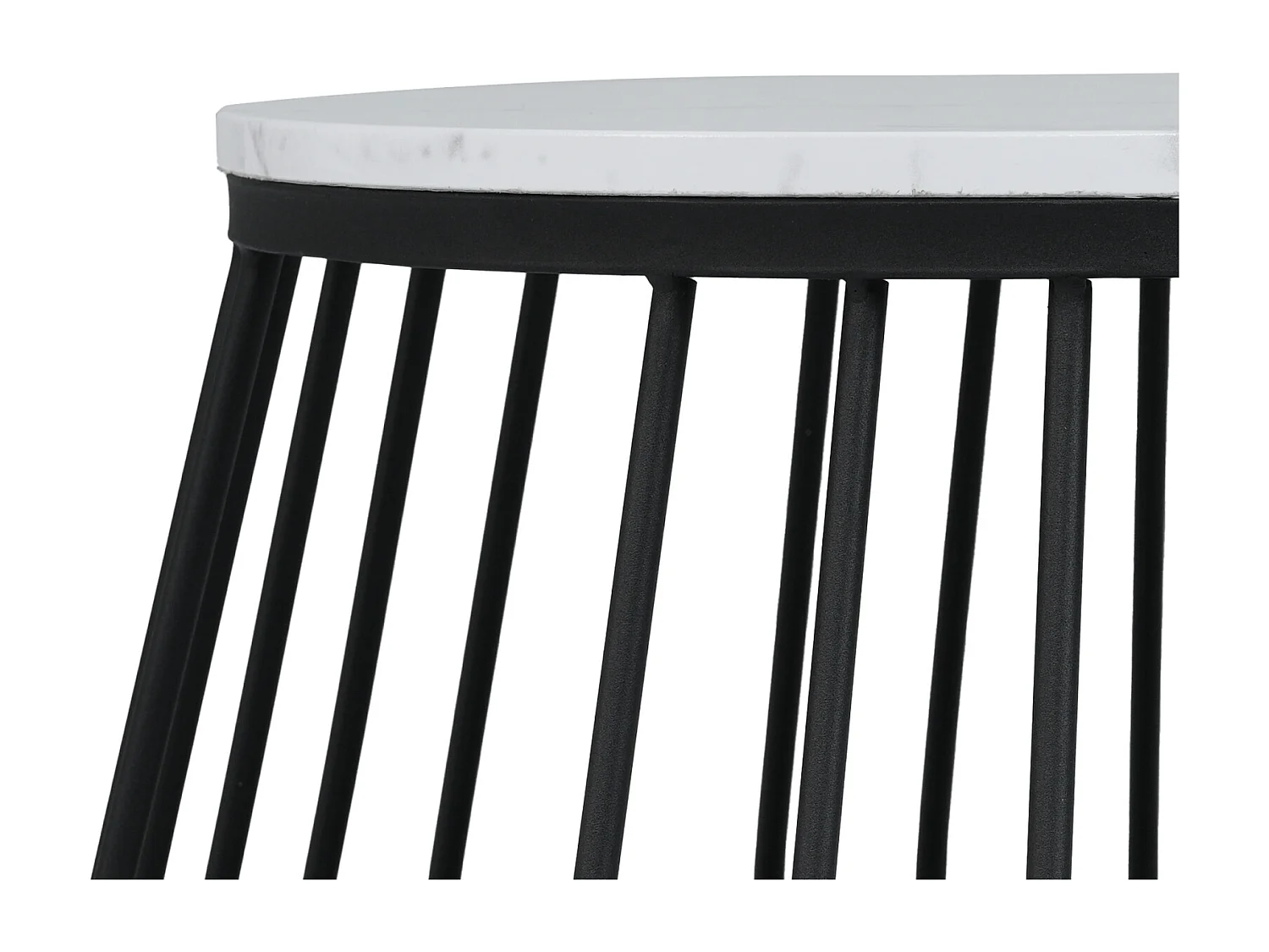 Lot de 2 table basse gigogne ronde, structure en marbre, pied en métal, 57x57x38, 5+44, 5x44, 5x52cm, noir