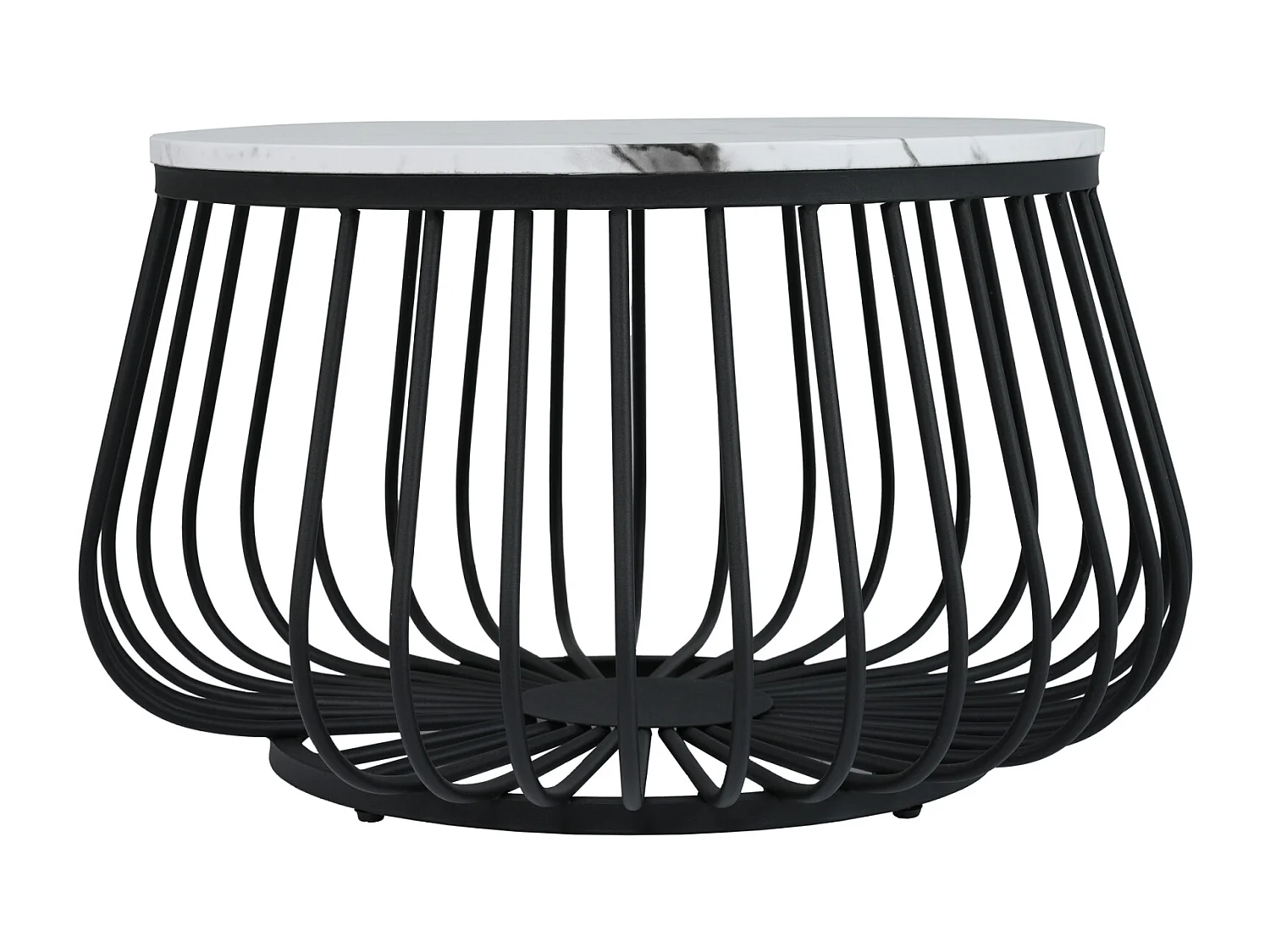 Lot de 2 table basse gigogne ronde, structure en marbre, pied en métal, 57x57x38, 5+44, 5x44, 5x52cm, noir