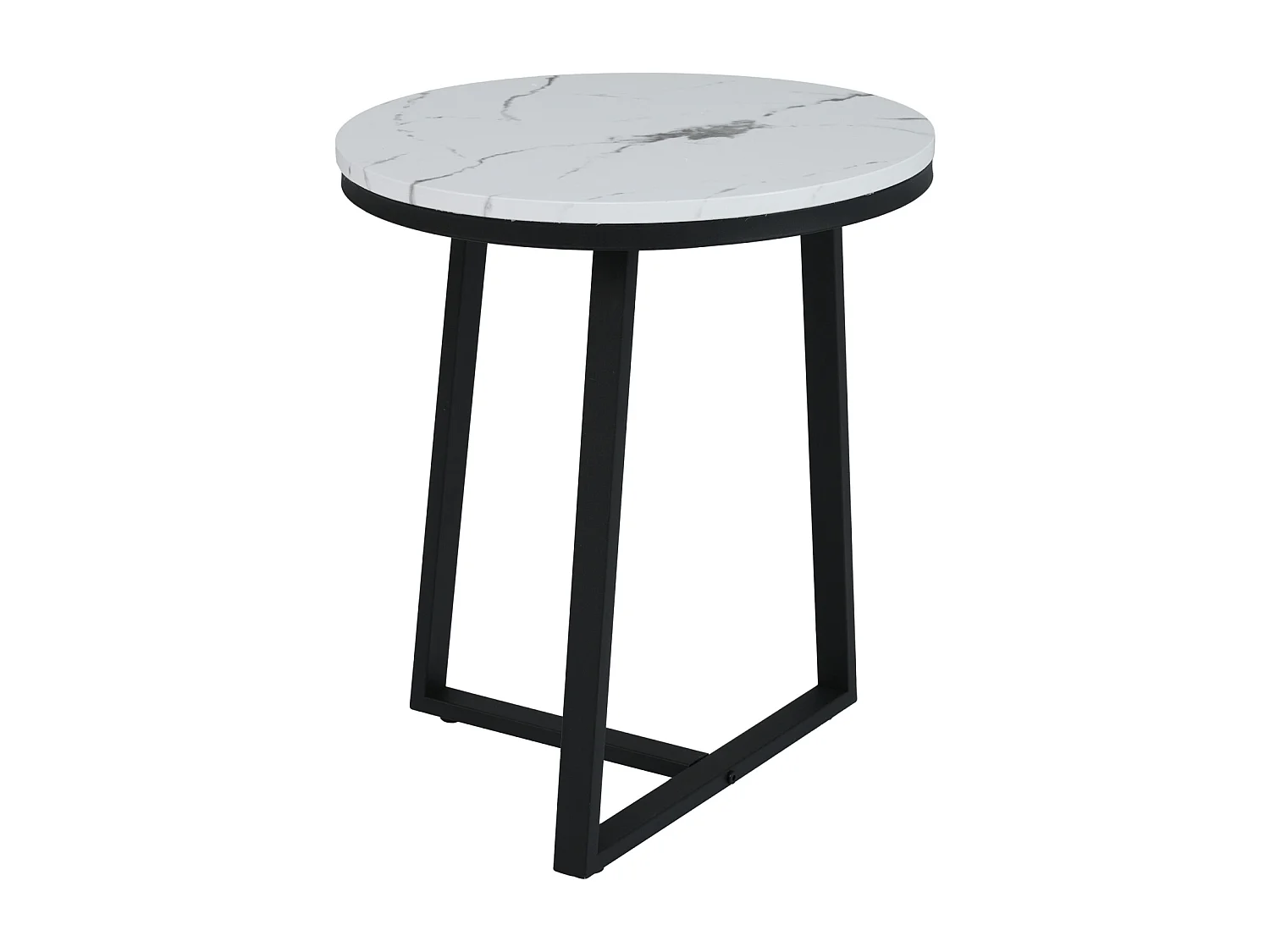 Lot de 2 table basse gigogne ronde, structure en marbre, pied en métal, 57x57x38, 5+44, 5x44, 5x52cm, noir