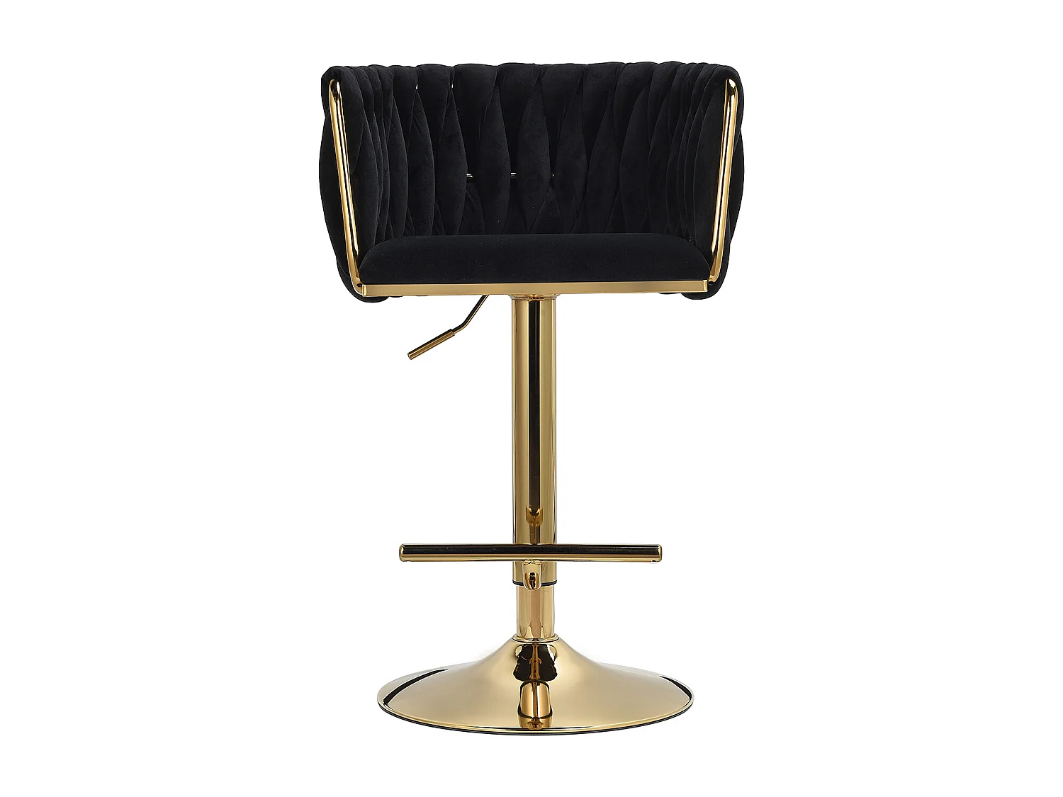 Lot de 2 Tabouret de Bar Réglable en Velours Chaise Bar Haute Tabourets de comptoir avec Pied Doré, Tabourets pour Bar/Cuisine, Noir