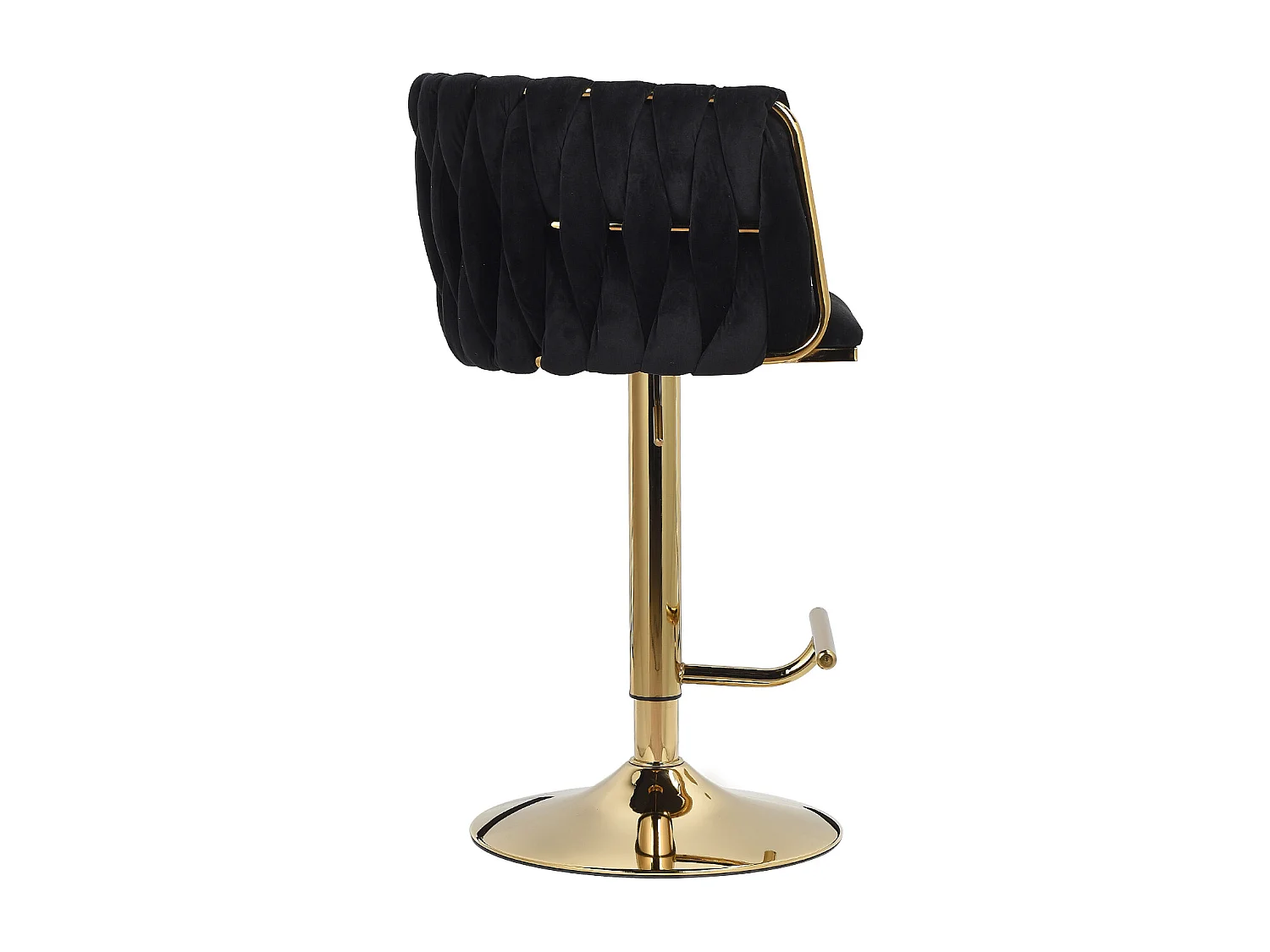 Lot de 2 Tabouret de Bar Réglable en Velours Chaise Bar Haute Tabourets de comptoir avec Pied Doré, Tabourets pour Bar/Cuisine, Noir